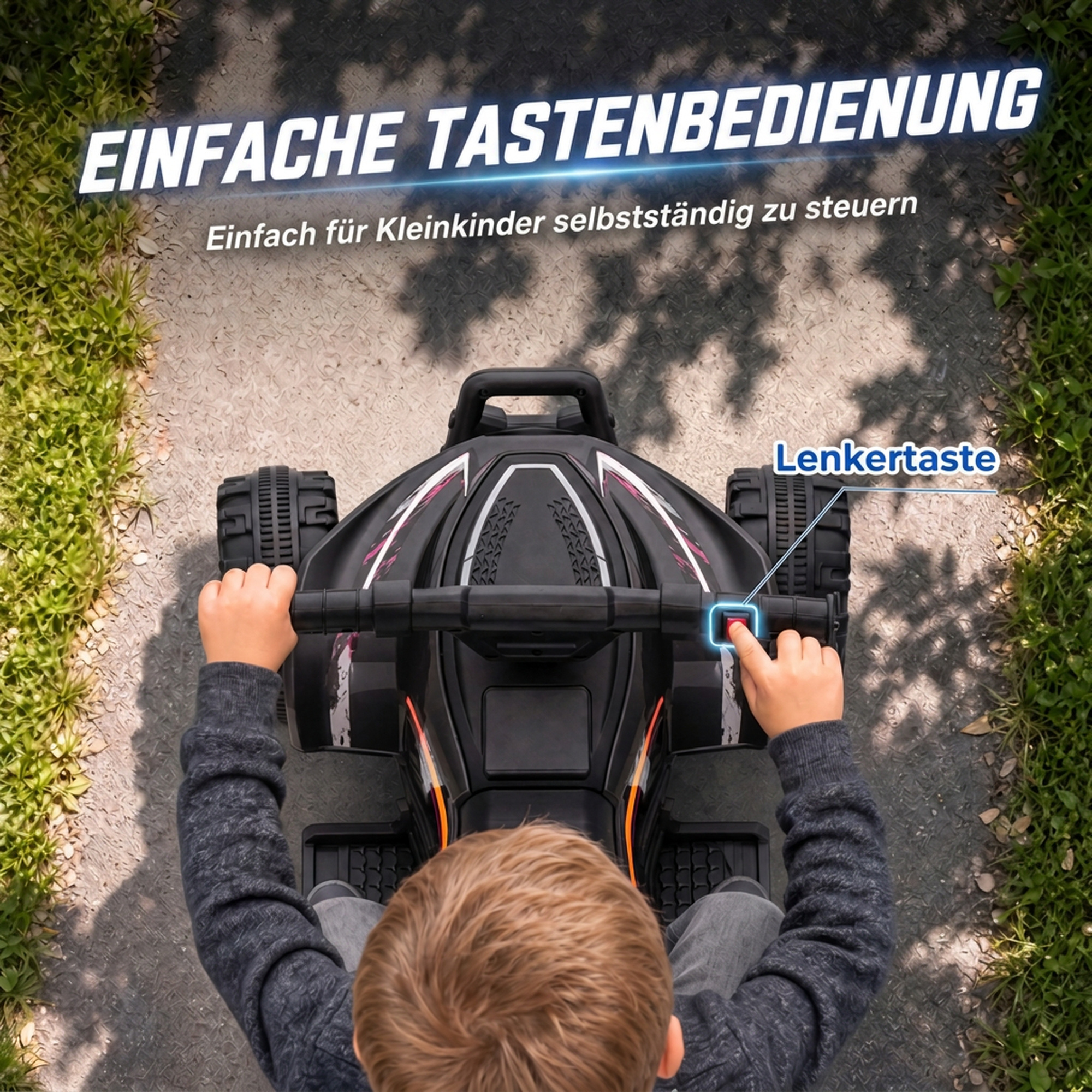 Kinder Quad Elektro 6V Kinderquad mit Lithium-Akku Vorwärtsfunktion Lenkerknopf-Steuerung 1,5-2 Jahre Schwarz