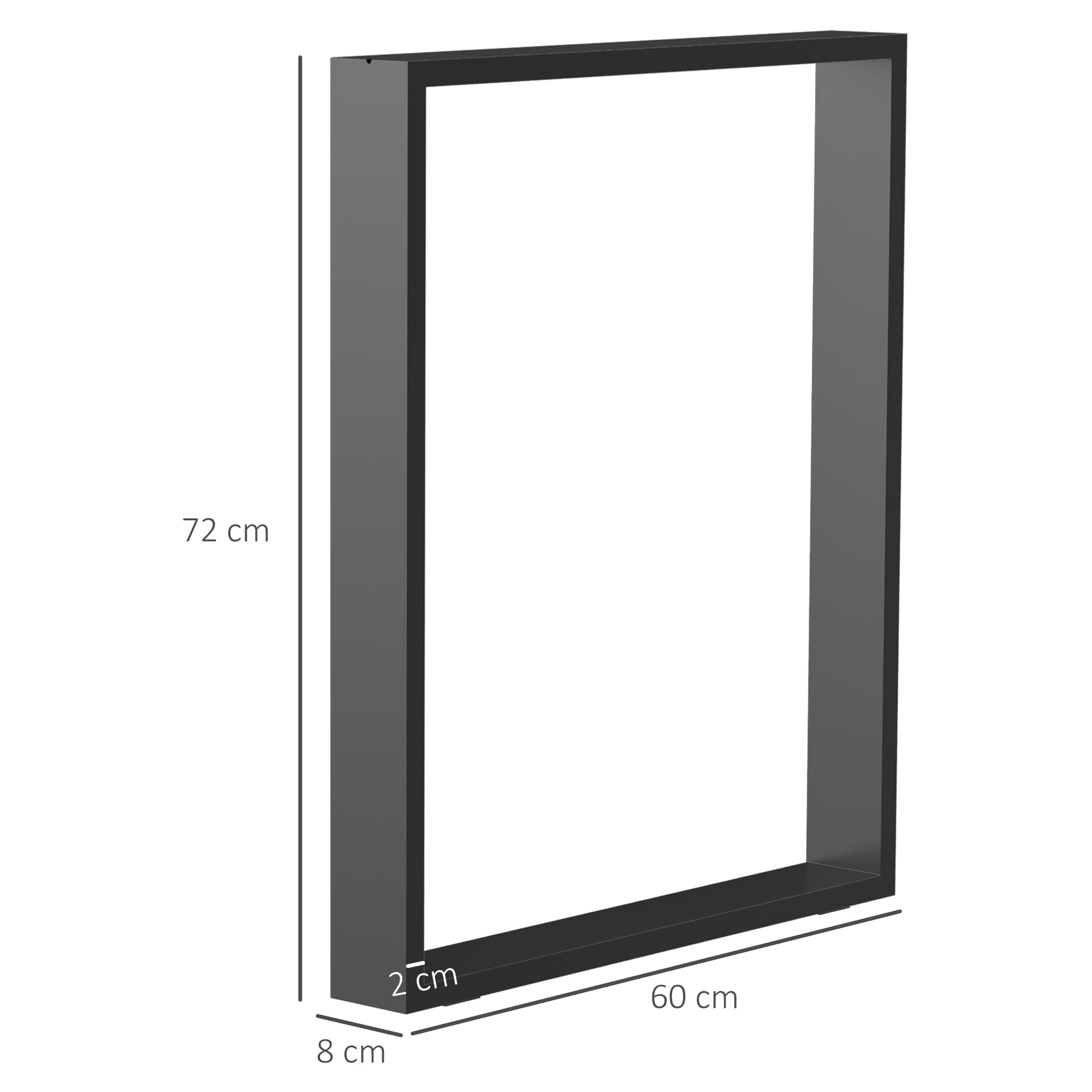 Tischbein-Set, 2 Stahlbeine, 72 x 60 cm, vorgebohrte Löcher, Industrial Design, Stahl, schwarz