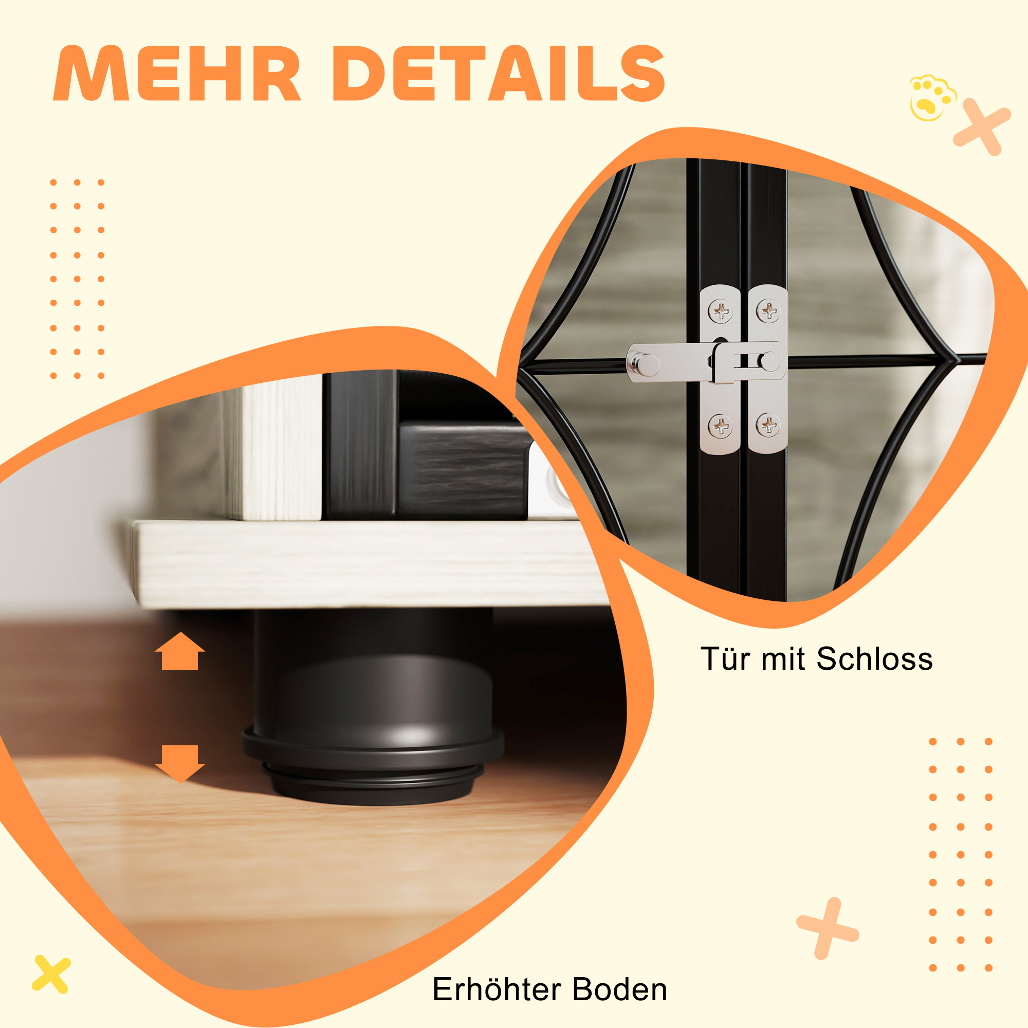 Hundebox, Hundekiste, Verschließbare Aufenthaltsbox für große Hunde, Grau