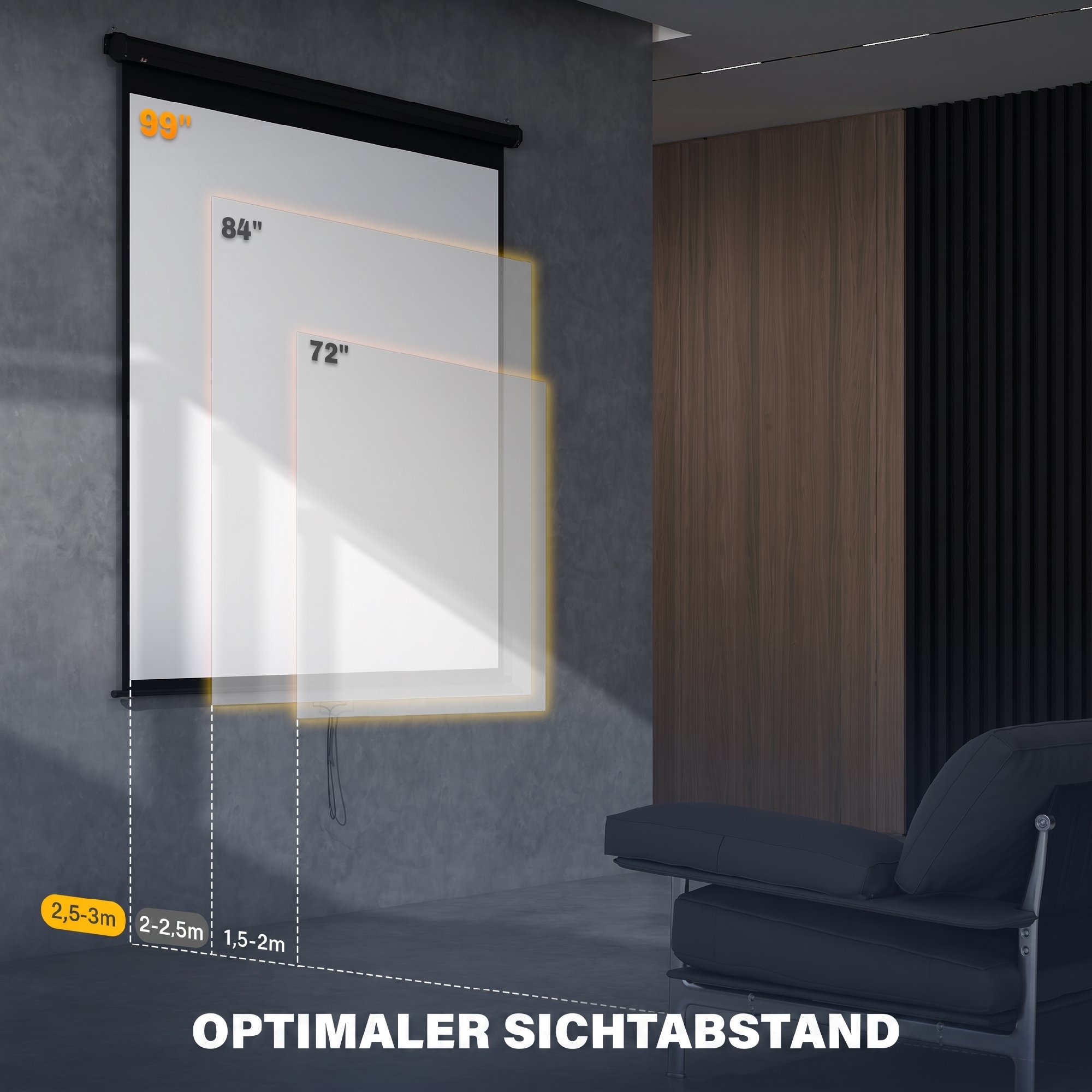Beamer Leinwand 178 x 178 cm 99 Zoll 1:1 HD 4K Projektionsleinwand für Heimkino Büro-Präsentationen