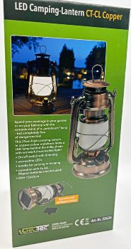LED Camping Laterne "CT-CL Copper" / ØxH 12x23,5cm, 4x AA, warmweiß, dimmbar
