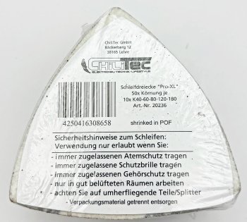 Schleifdreiecke "Pro-XL", 50x, Körnung je 10x K40-60-80-120-180