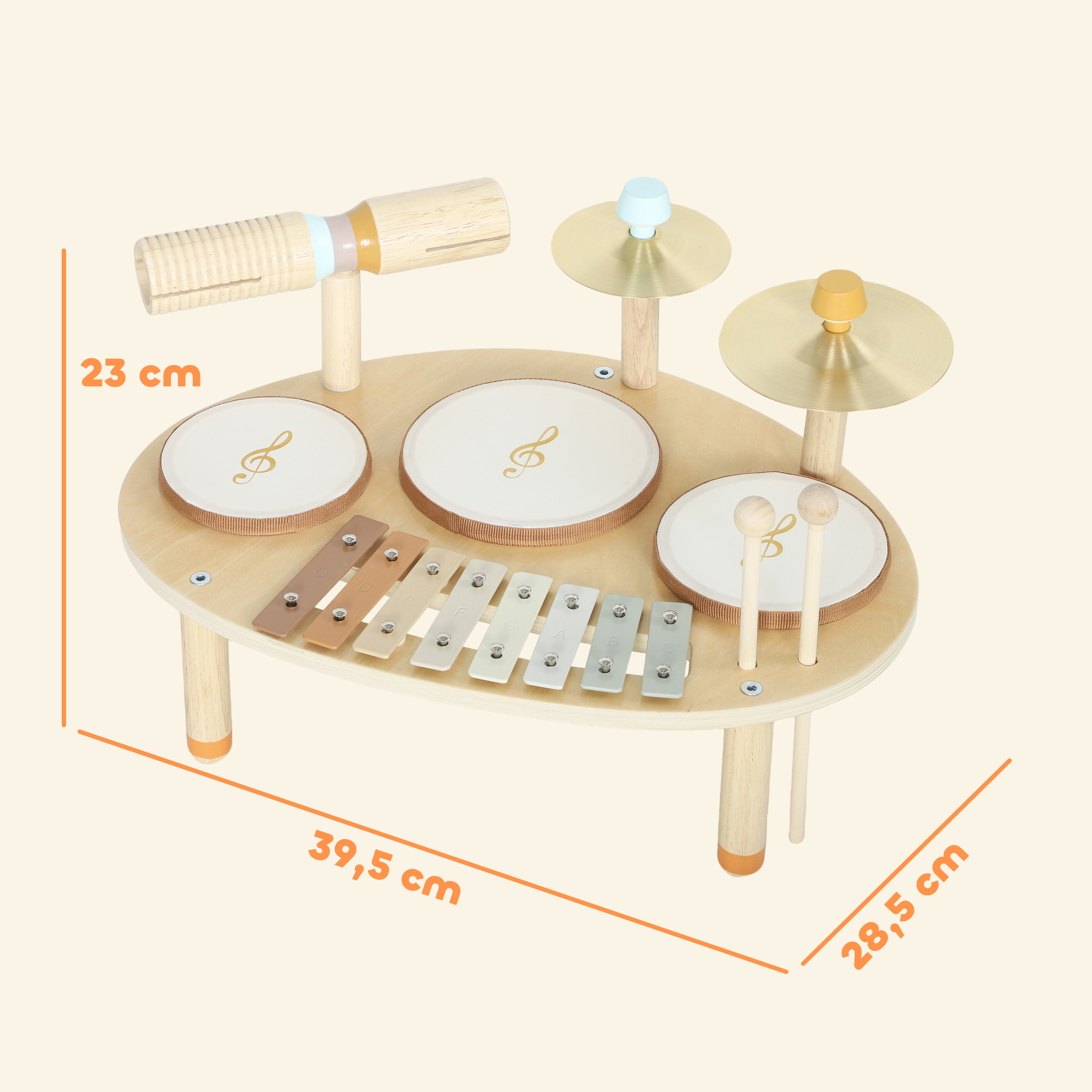 Kinder Schlagzeug 4-in-1 Montessori Musikinstrumente Set mit Trommeln Xylophon Schlagwerk für Kinder ab 2 Jahre