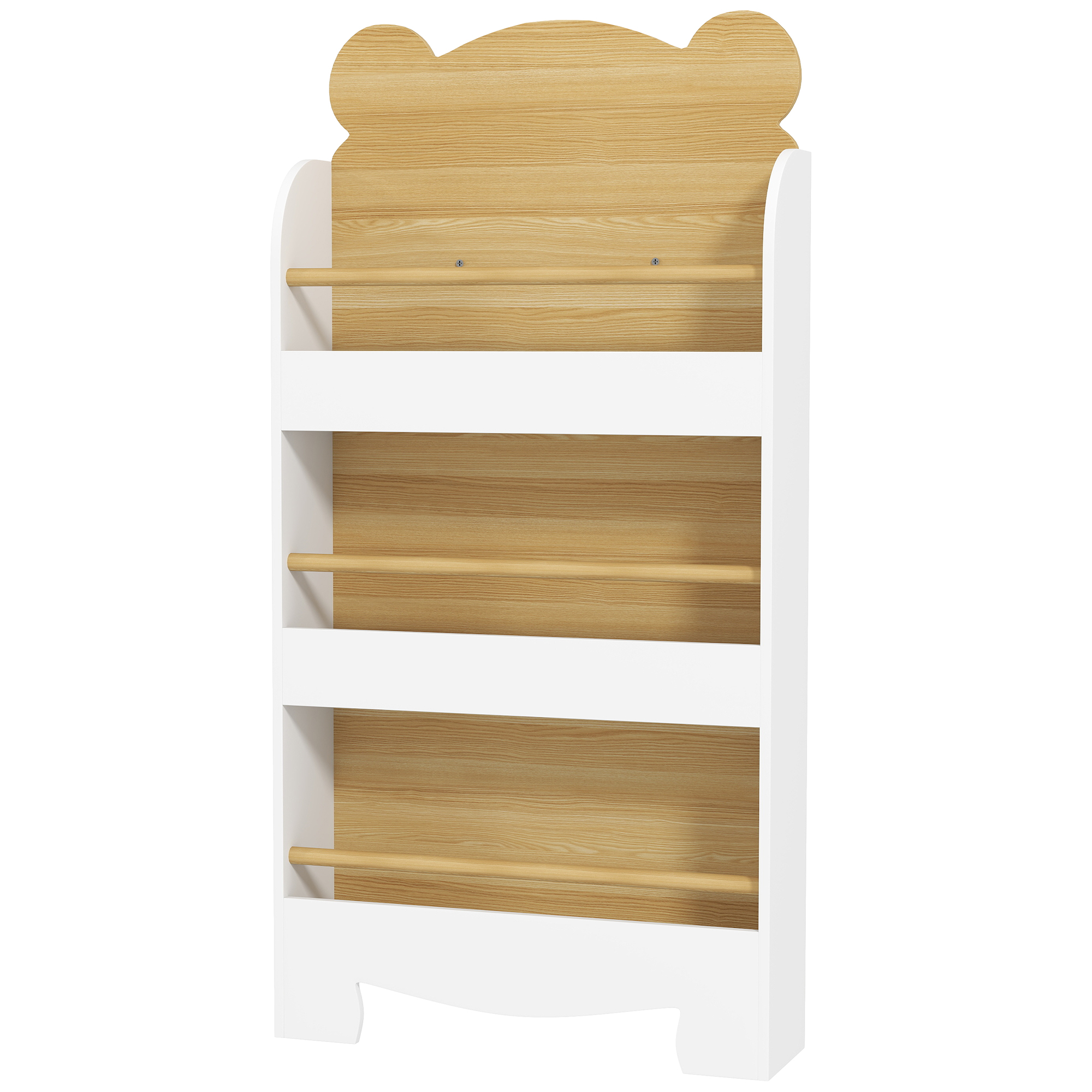 Bücherregal für Kinder Kinderregal mit 3 Ablagen Aufbewahrungsregal aus Holz 55x15x110cm Weiß Bücherregal für Kinder Kinderregal mit 3 Ablagen Aufbewahrungsregal aus Holz 55x15x110cm Weiß