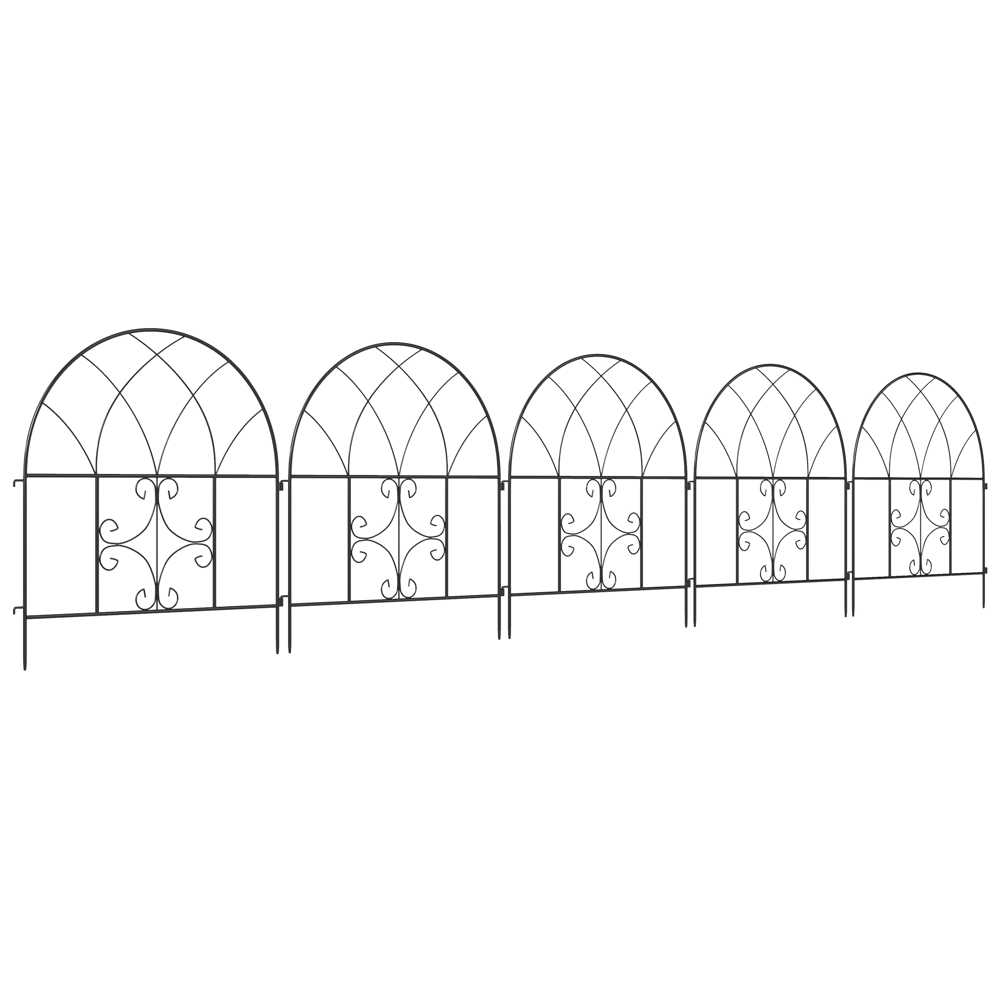 Gartenzaun Zaun Stahl 300 cm x 70 cm hoch Dekorativer Gitterzaun Set Zaunelemente Schwarz Gartenzaun Zaun Stahl 300 cm x 70 cm hoch Dekorativer Gitterzaun Set Zaunelemente Schwarz