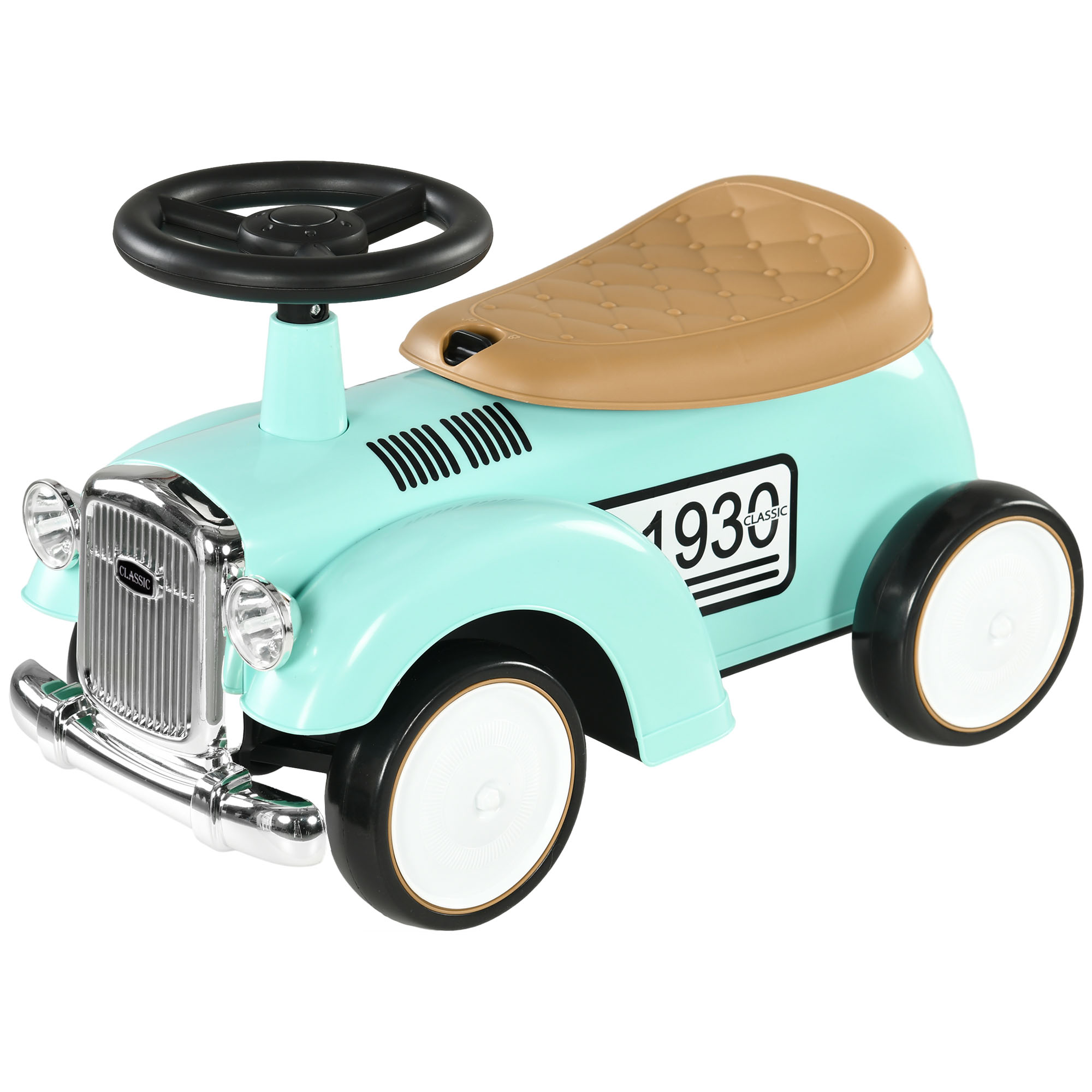 Kinder Rutschauto, Vintage-Design, versteckter Stauraum, Kippschutz, Hupe, 12-36 Monate, Grün Kinder Rutschauto, Vintage-Design, versteckter Stauraum, Kippschutz, Hupe, 12-36 Monate, Grün