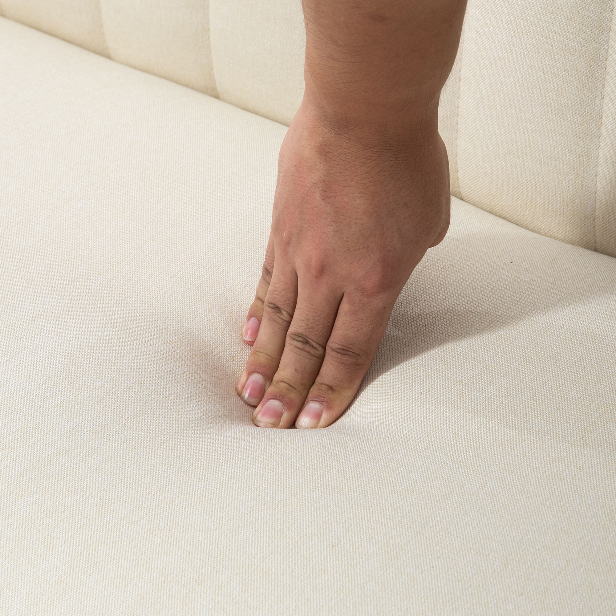 2-Sitzer Sofa, weiche Polsterung, pflegeleichter Bezug, bis 220 kg, 117 x 56,5 x 77 cm, Cremeweiß