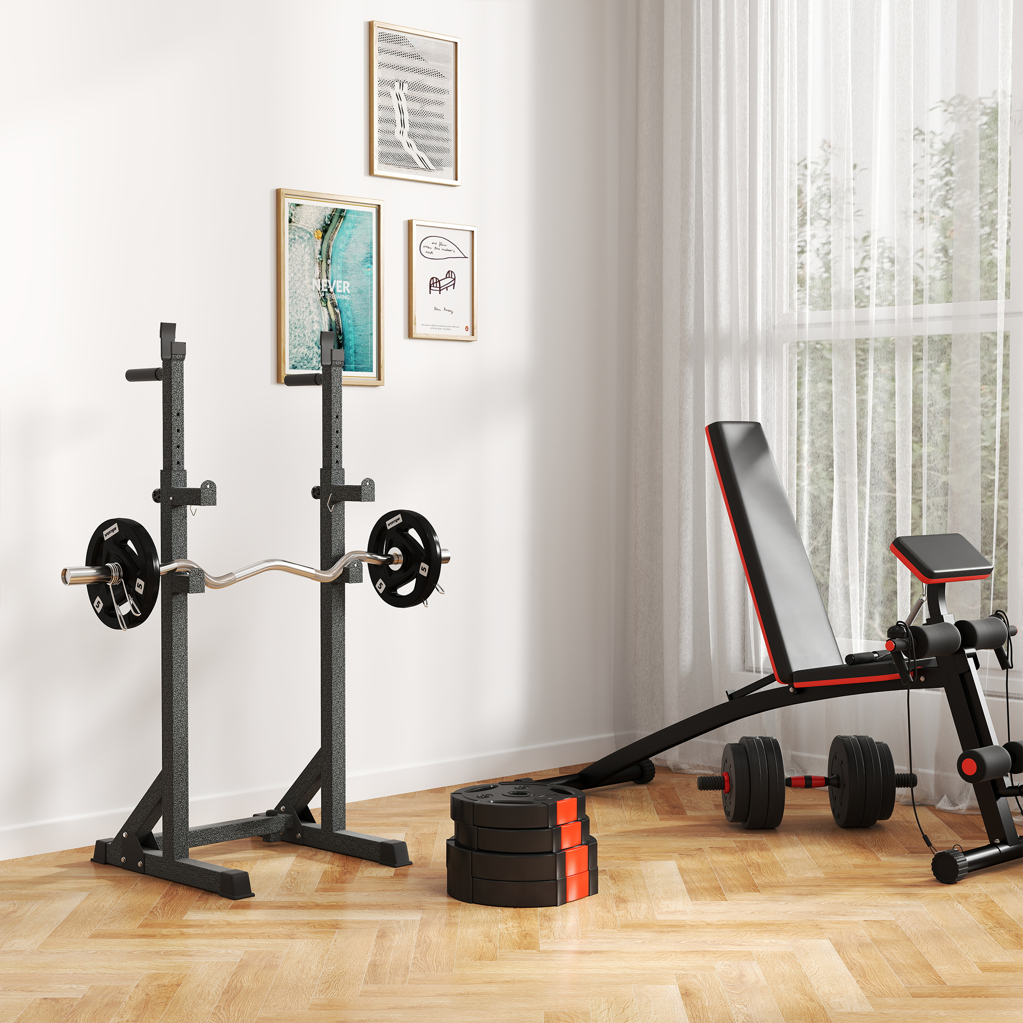 4er Gewichtsplatten-Set für Training, Fitnessstudio, Heimtraining, Stärke-Training, 2 x 10 kg und 2 x 5 kg, Schwarz