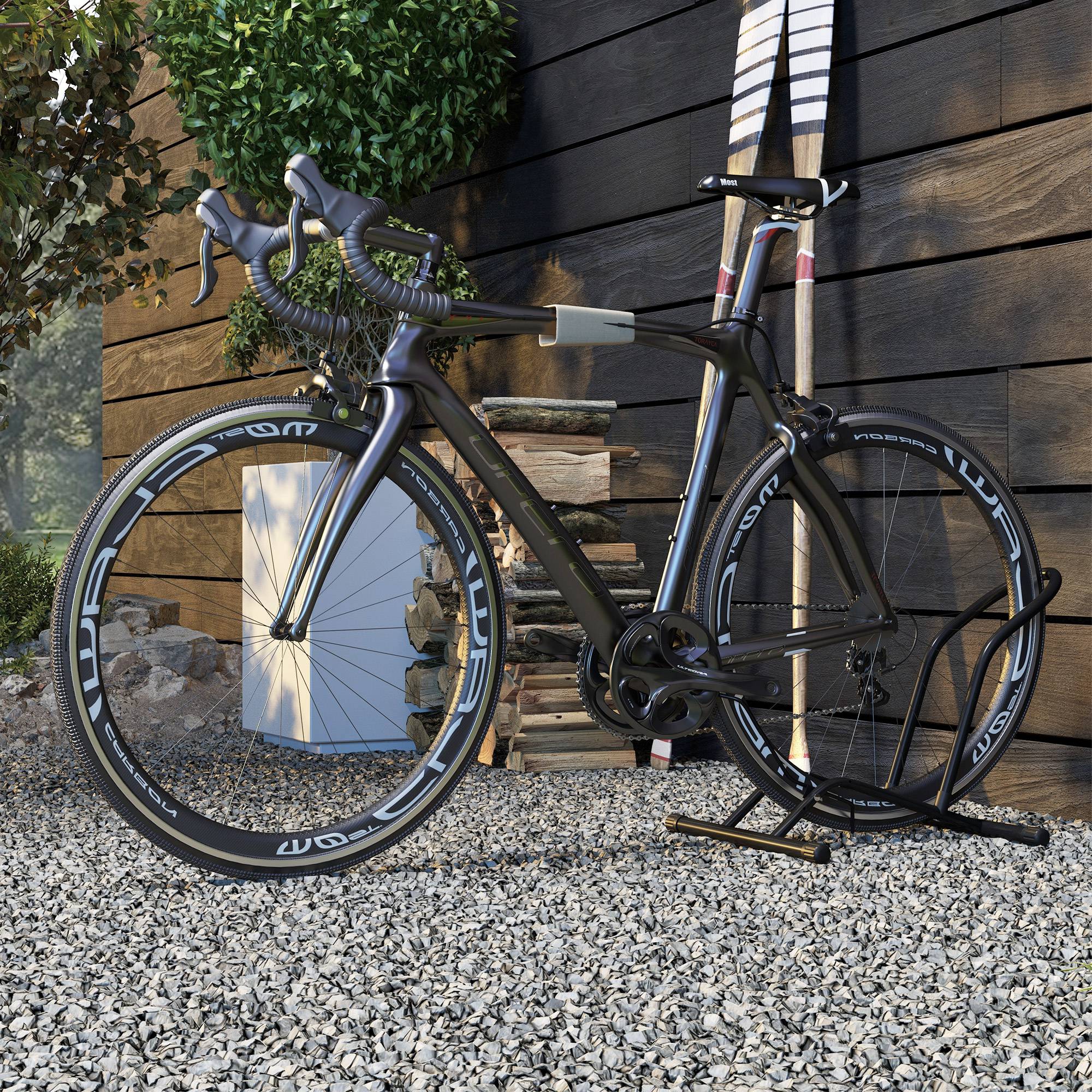 Fahrradständer für Fahrräder Stahl Fahrradhalter mit 85 mm Reifenbreiten freistehender 59 x 41 x 38 cm Schwarz