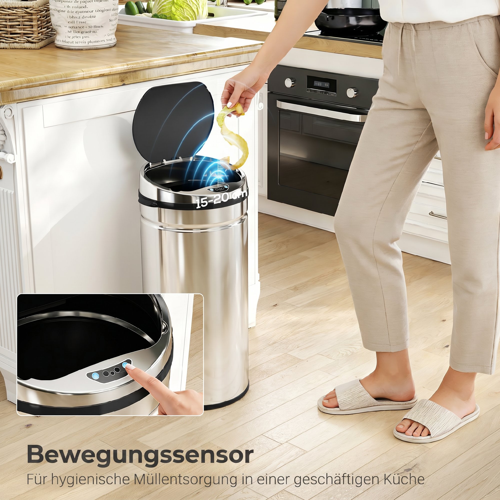 42 L Sensor Mülleimer, Automatischer Abfalleimer, Rostfreier Kücheneimer mit Infrarotsensor, für Küche, Esszimmer
