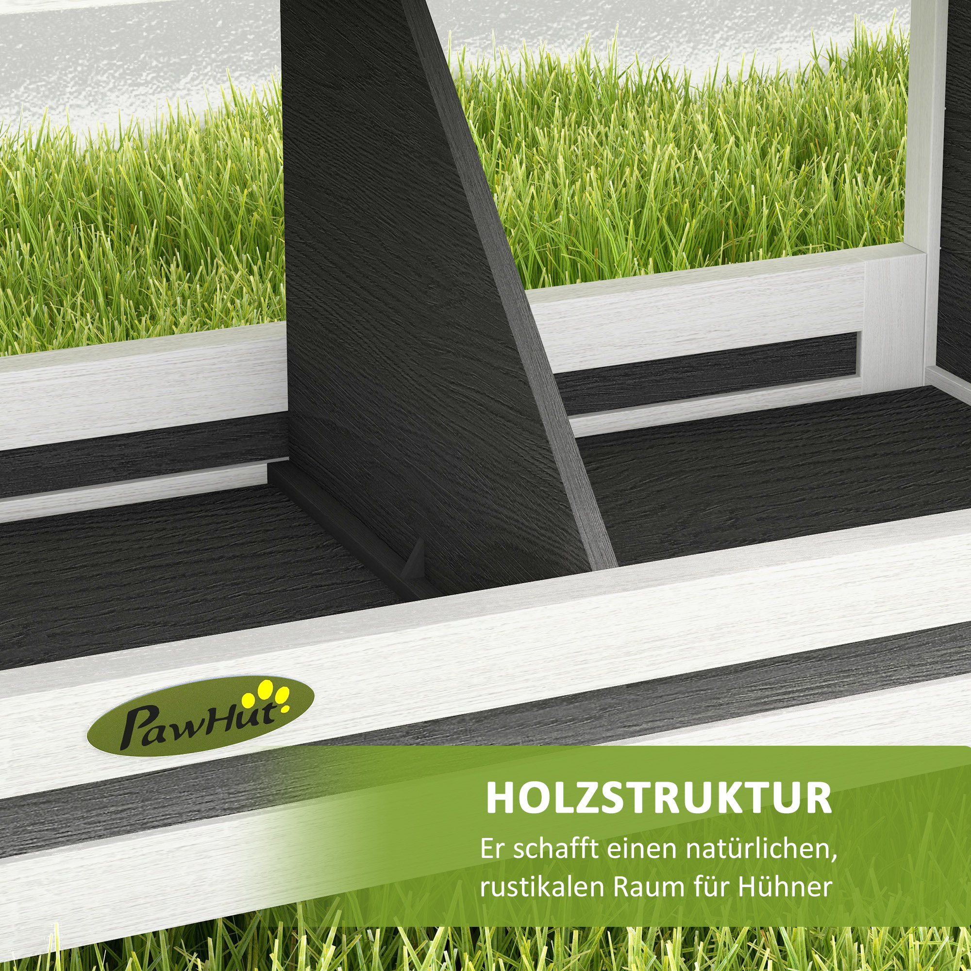 Legenest für Hühner Hühnernest, wetterbeständig, Asphaltdach, 66 x 37 x 34 cm, Natur + Schwarz