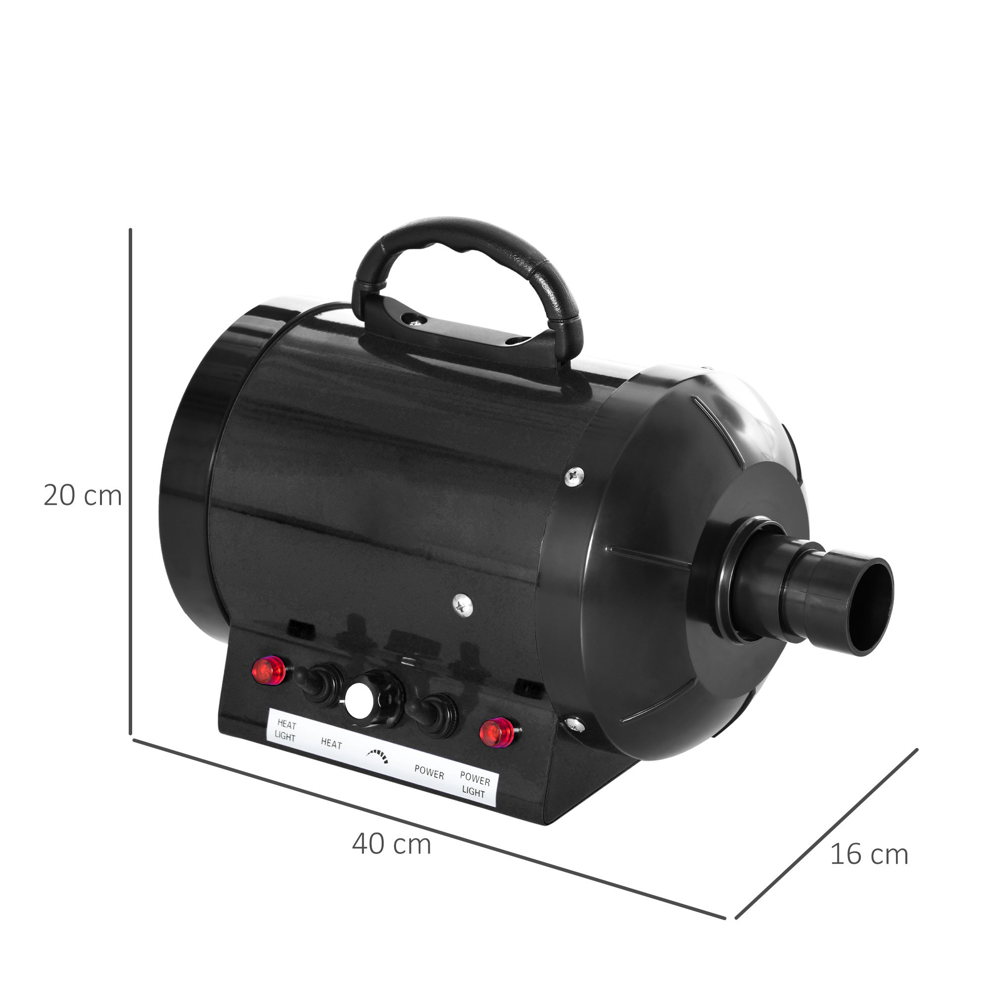 Profi Hundefön Tierfön Pet Dryer Flüsterfön Hundetrockner 2800W Metall Schwarz 40 x 16 x 20 cm