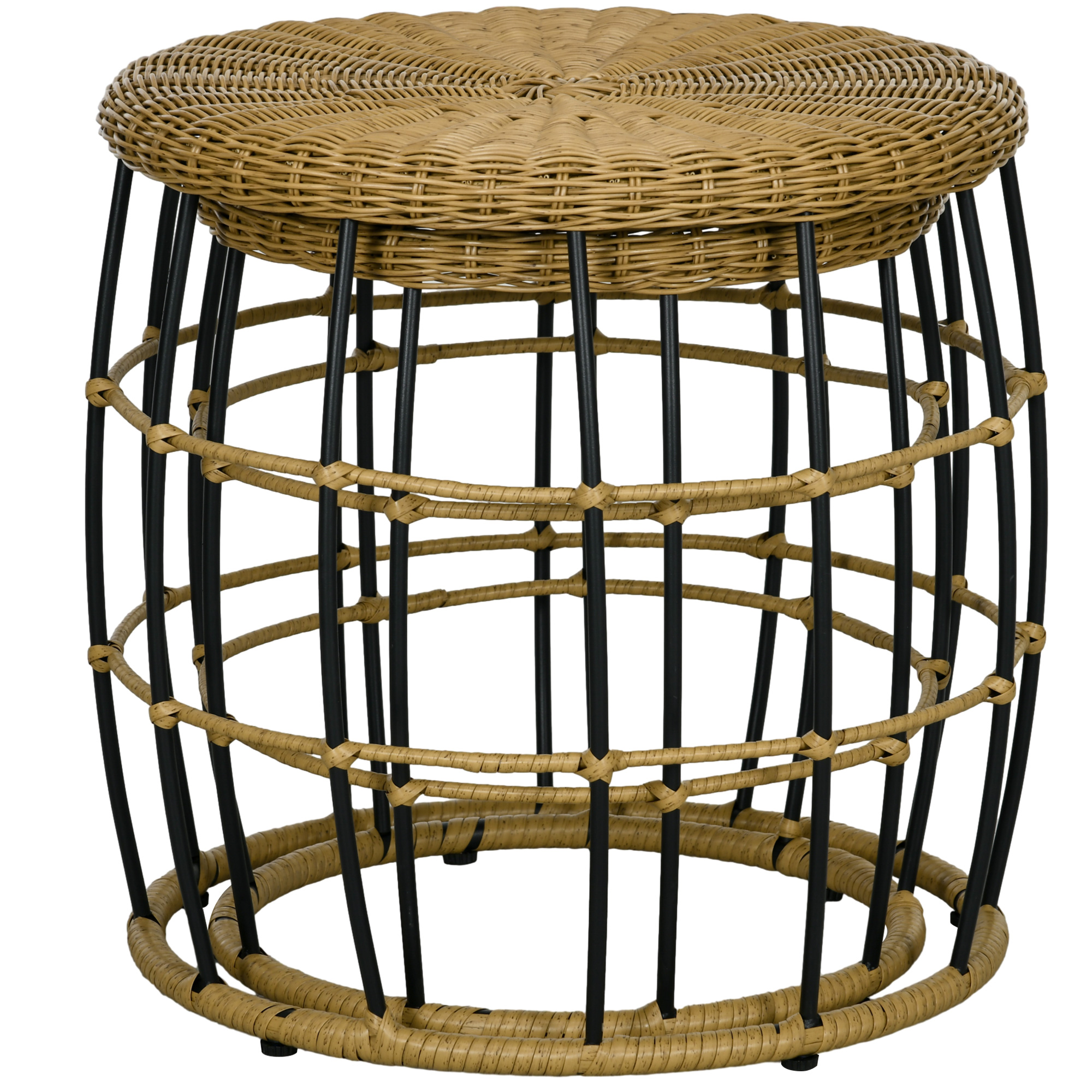 2er-Set Gartentische Balkontische, Boho-Stil, wetterbeständig, Schwarz + Khaki 2er-Set Gartentische Balkontische, Boho-Stil, wetterbeständig, Schwarz + Khaki