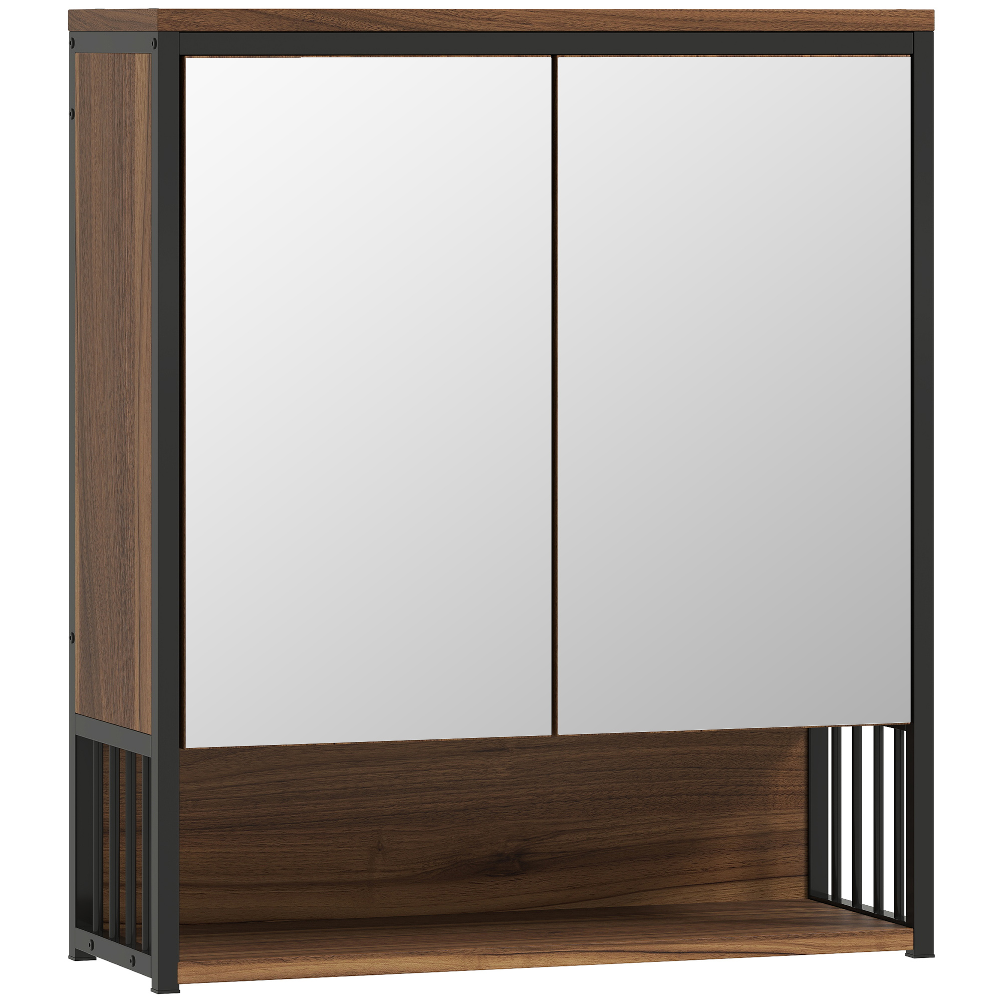 Hängender Spiegelschrank für Badezimmer, Badschrank aus MDF, Spanplatte, Braun Hängender Spiegelschrank für Badezimmer, Badschrank aus MDF, Spanplatte, Braun