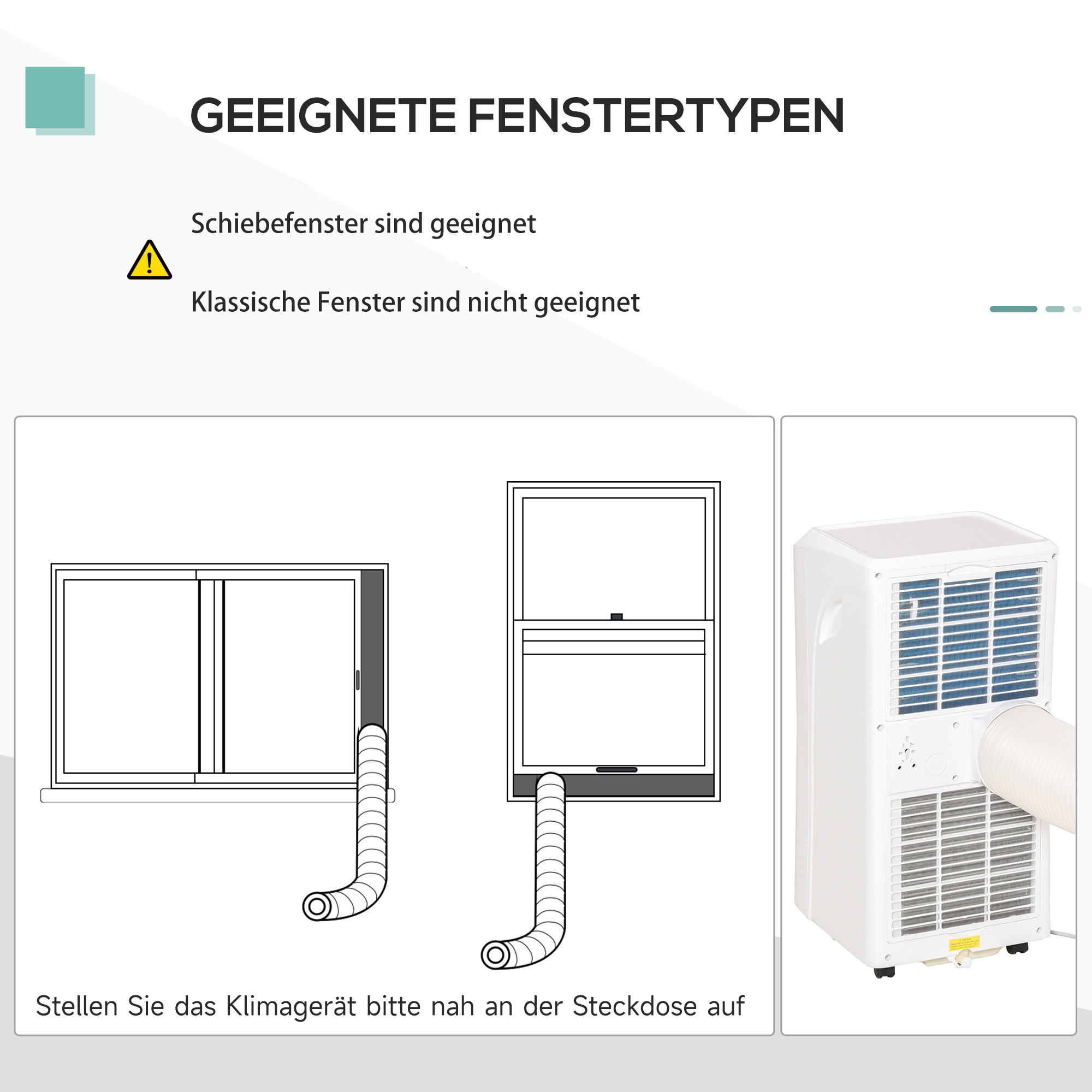 Mobile Klimaanlage, 7000BTU 3-in-1 Klimagerät - Kühlen, Entfeuchtung und Ventilation - Luftentfeuchter, Ventilator, mit Fernbedienung 24h Timer, 2 Geschwindigkeitsstufen, für 10-26 m², Weiß