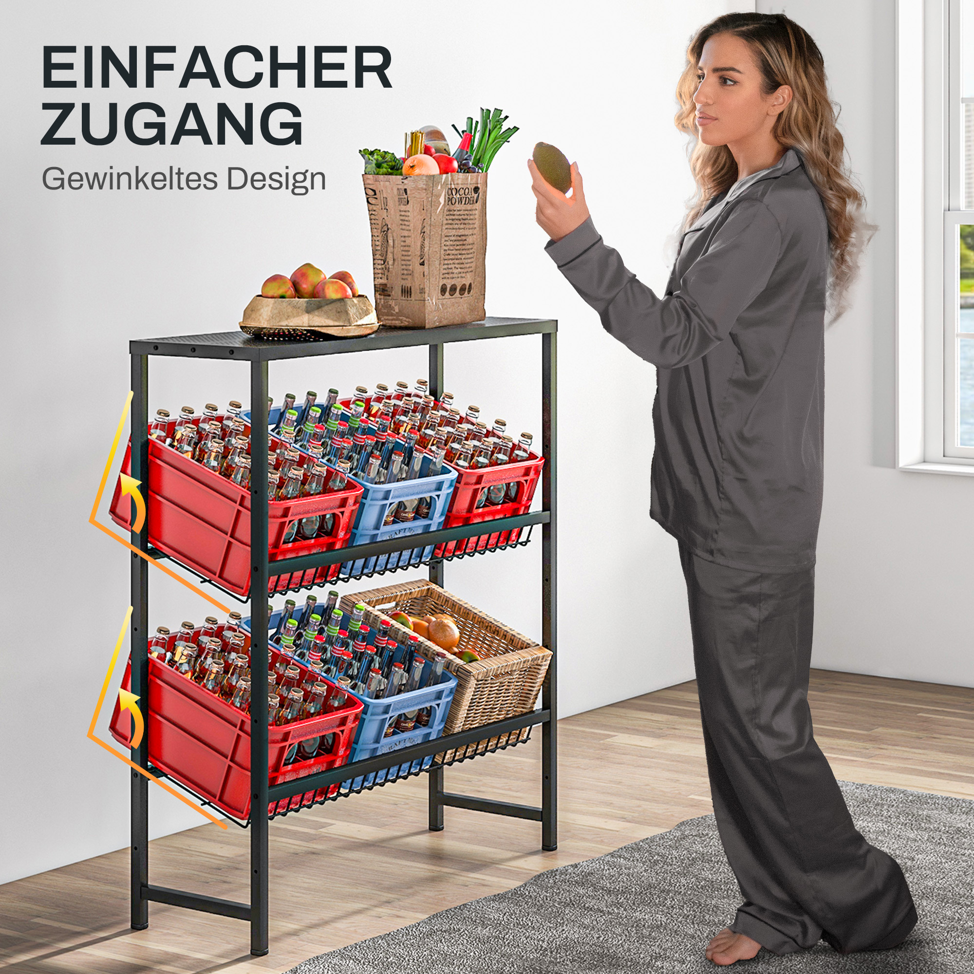 Lagerregal, höhenverstellbar, stabiles Metall, platzsparendes Design, 210 kg belastbar, Schwarz