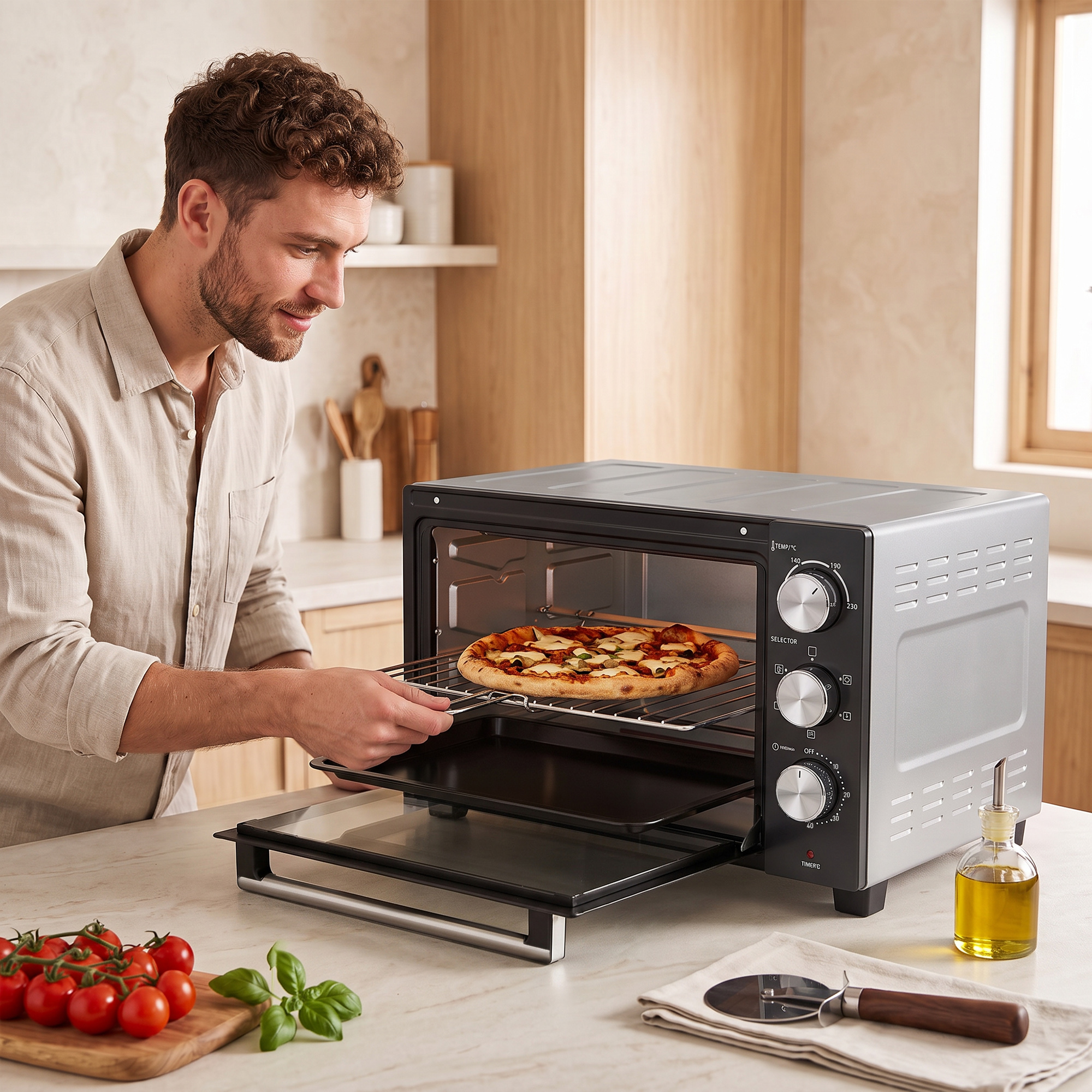 36 L Miniofen mit Umluft, 90–230 °C Temperaturregelung, 1500 W