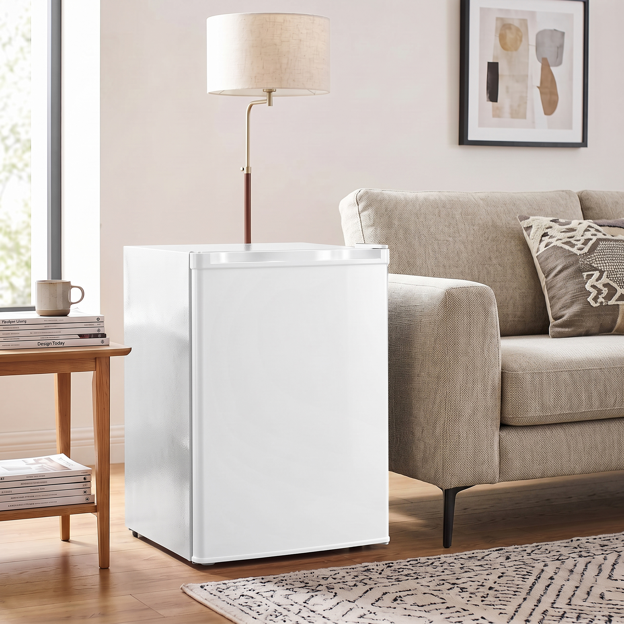 Minikühlschrank mit Gefrierfach, Einstellbares Thermostat, Kleiner Kühlschrank, Eintürig, 72,5 L, Weiß