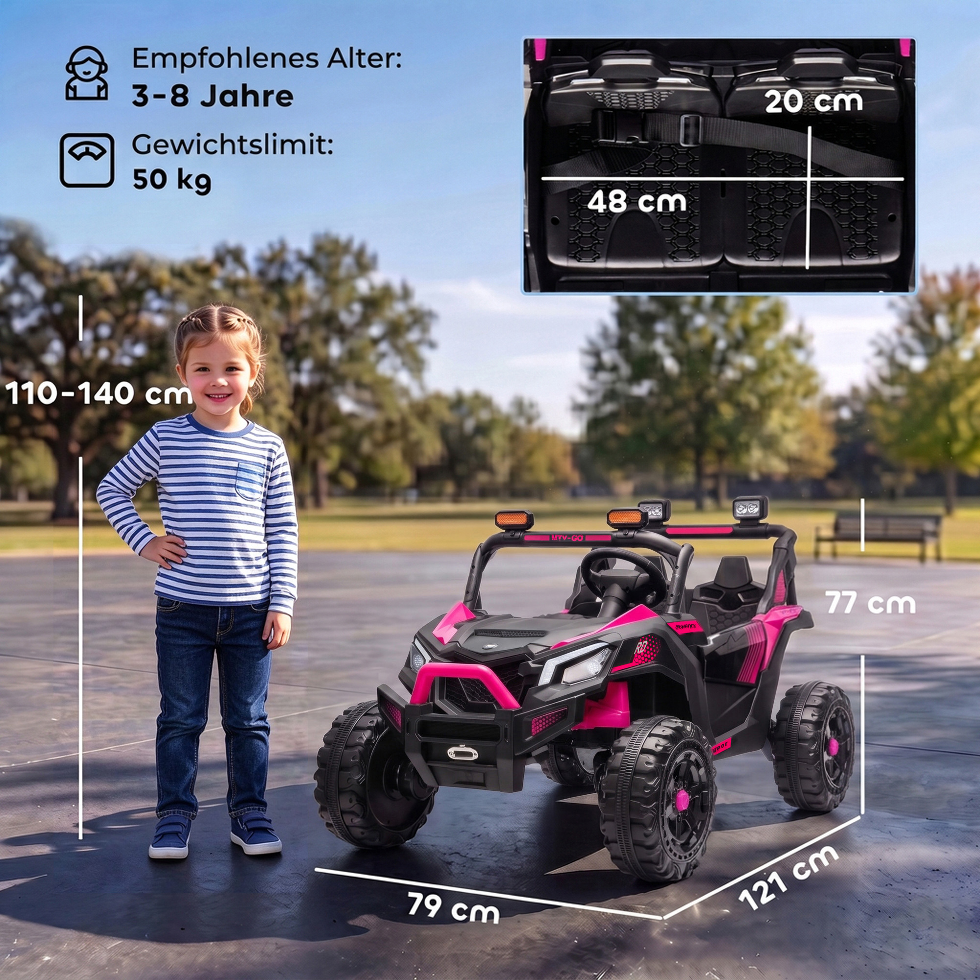 Kinder Elektroauto 24V 2 Sitzer Kinderauto UTV mit Lithium-Akku 2,4 GHz Fernbedienung 2 x 120W Motoren Softstart