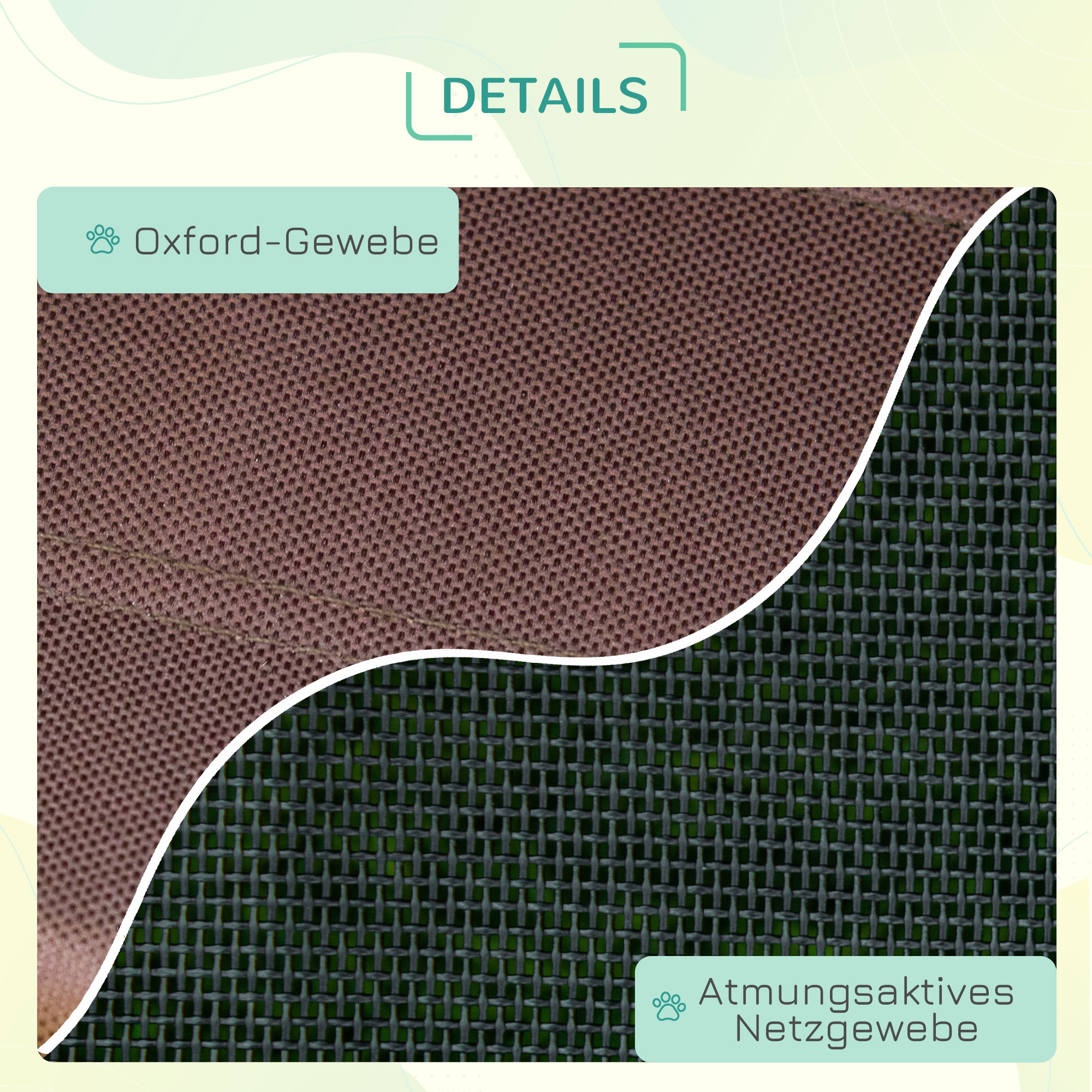 erhöhtes Hundebett mit Baldachin, Haustierbett, Hundeliege outdoor mit Dach, Atmungsaktiv, Taftstoff für Camping Kaffee 76 x 61 x 73 cm