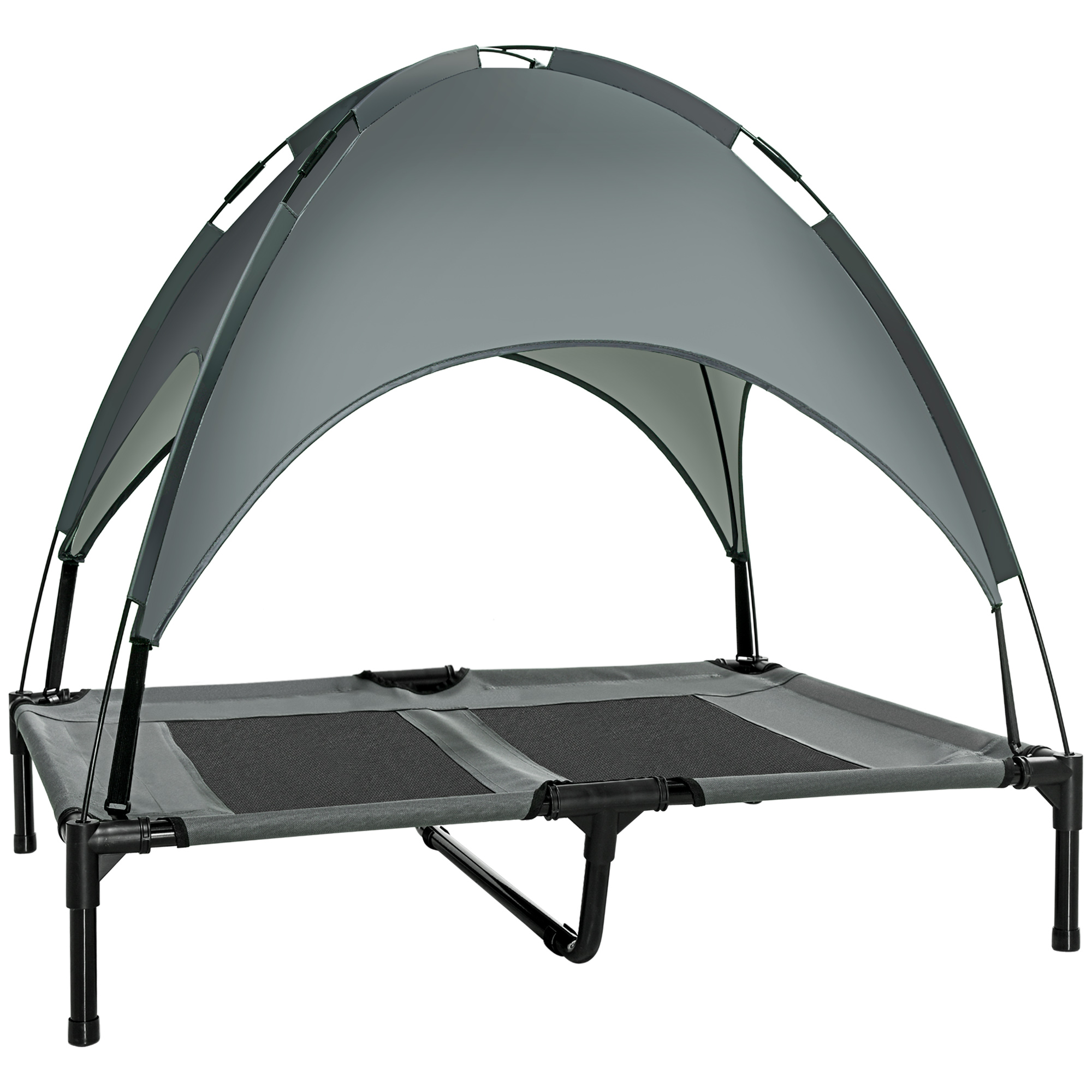 erhöhtes Hundebett mit Baldachin, Haustierbett, Hundeliege outdoor mit Dach, Atmungsaktiv, Taftstoff für Camping Grau 92 x 76 x 90 cm erhöhtes Hundebett mit Baldachin, Haustierbett, Hundeliege outdoor mit Dach, Atmungsaktiv, Taftstoff für Camping Grau 92 x 76 x 90 cm