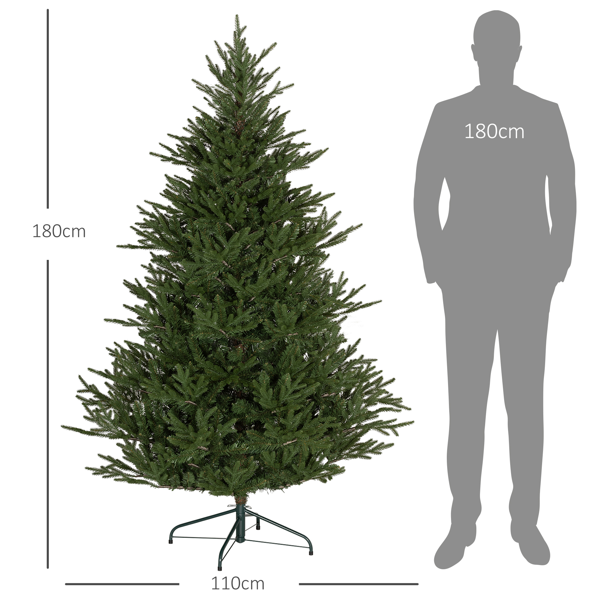 Weihnachtsbaum 183 cm, realistisches Aussehen, Schnellaufbau, inkl, Ständer, feuersicherer Kunststoff