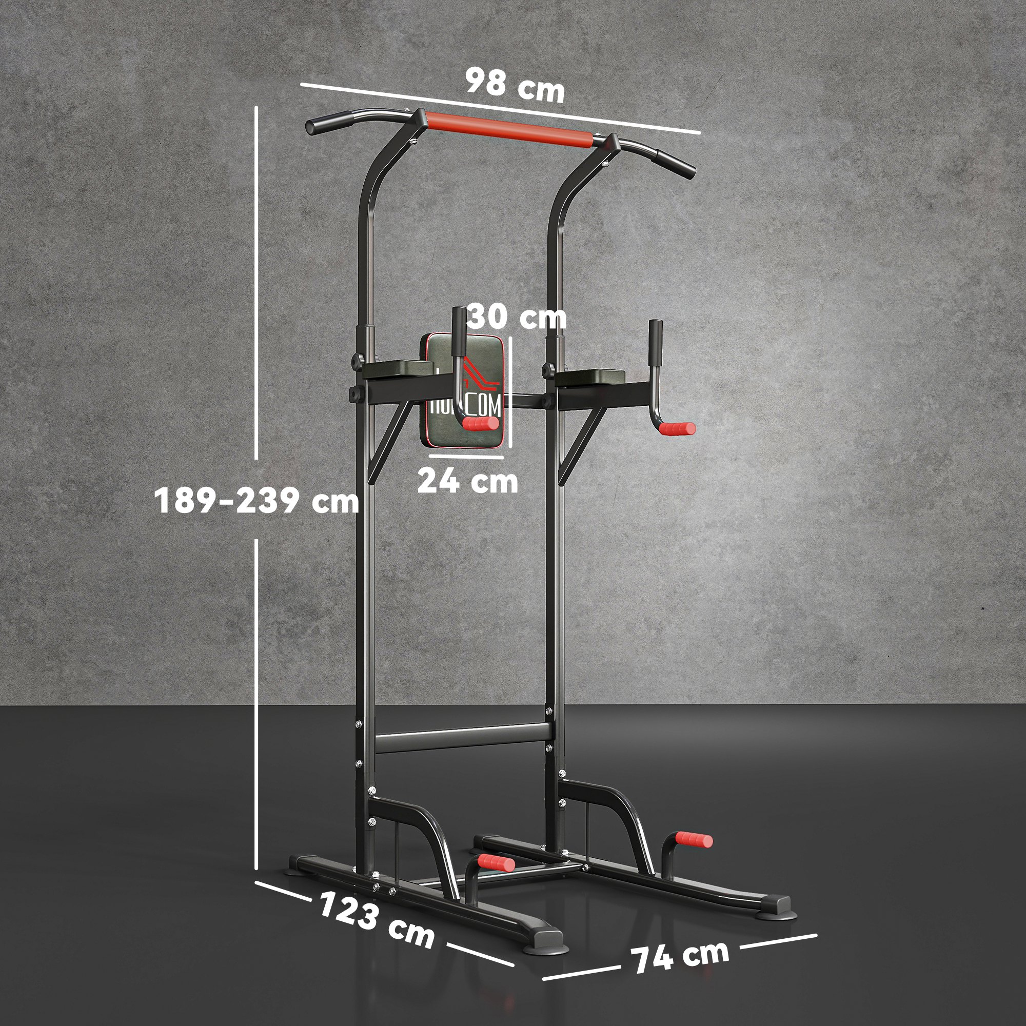 Power Tower höhenverstellbar Dip Station mit Klimmzugstange Saugnäpfe, Gepolstert Trainingsgerät für Zuhause
