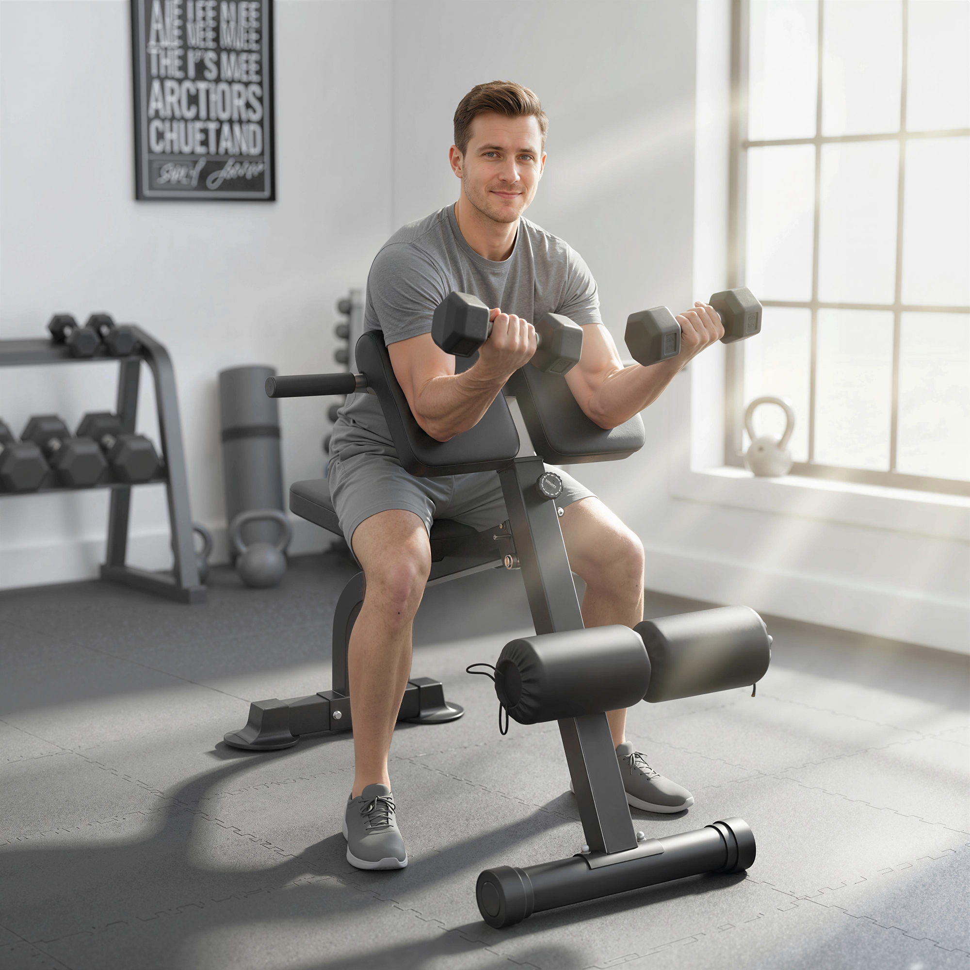 Trainingsbank, Hantelbank, Fitnessbank, Stahlrahmen, Schwarz
