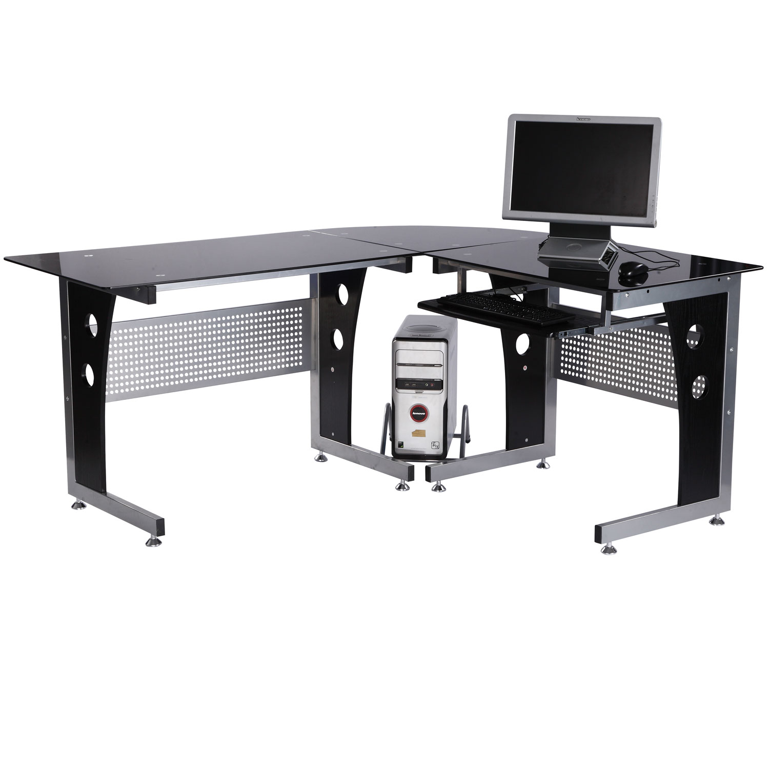 Computertisch Eckschreibtisch Schreibtisch Bürotisch PC Tisch mit schwarzem Sicherheitsglas L-förmig 164x139x75 cm Computertisch Eckschreibtisch Schreibtisch Bürotisch PC Tisch mit schwarzem Sicherheitsglas L-förmig 164x139x75 cm
