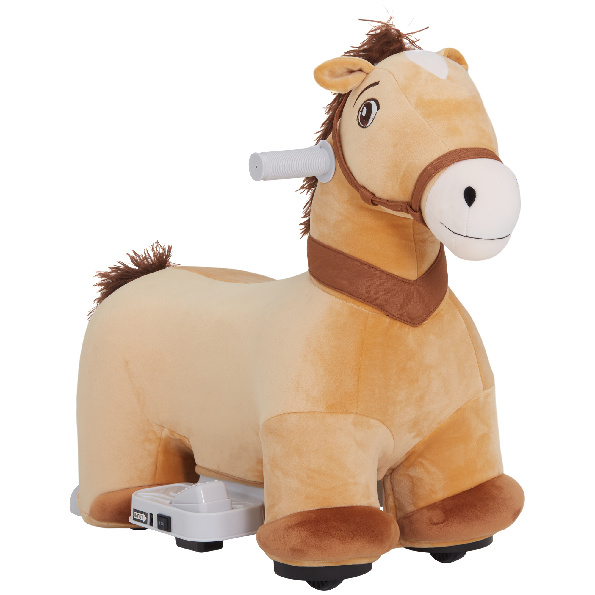 6V Reitpferd für Kinder, Batteriebetrieb, Mit Musikfunktion und Vorwärtsbewegung, 18-36 Monate, Braun