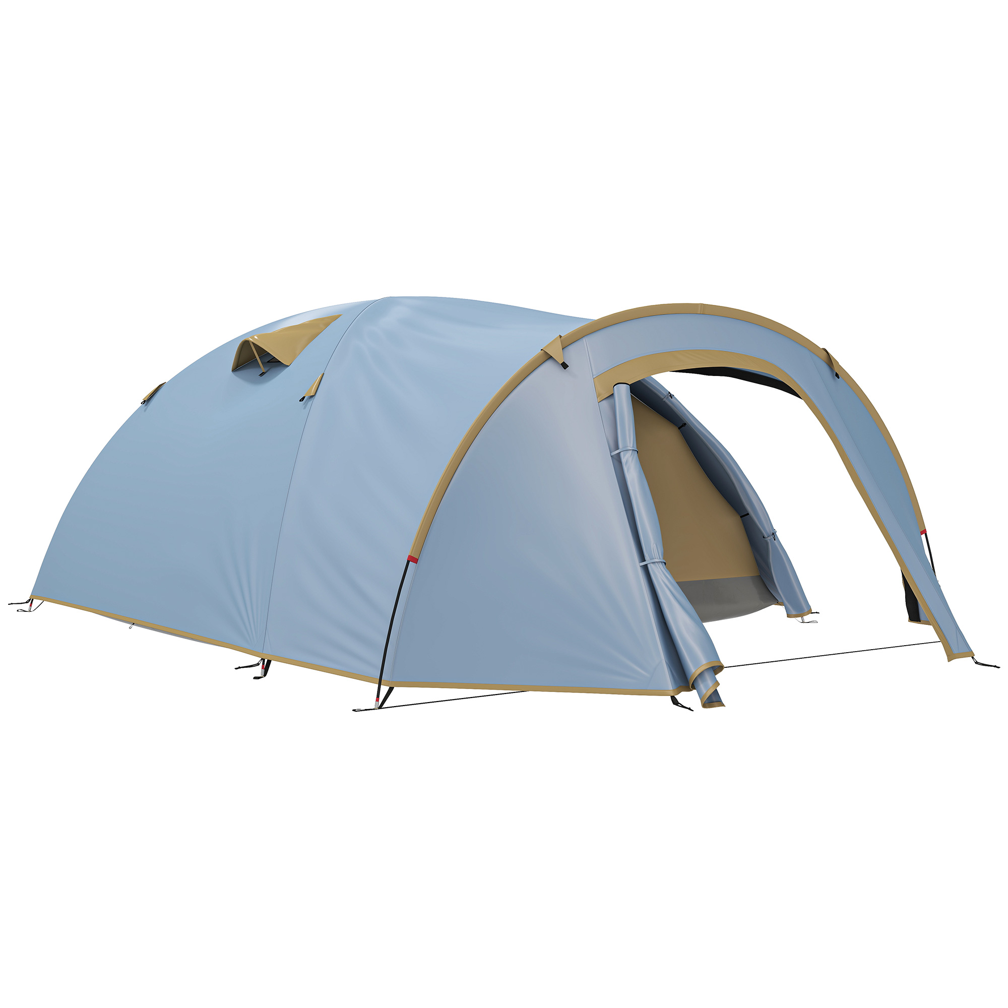 Campingzelt für 4 Personen, wasserdicht Tunnelzelt mit 2 Türen Haken Packtasche 3,45 x 2,4 x 1,3 m Hellblau Campingzelt für 4 Personen, wasserdicht Tunnelzelt mit 2 Türen Haken Packtasche 3,45 x 2,4 x 1,3 m Hellblau