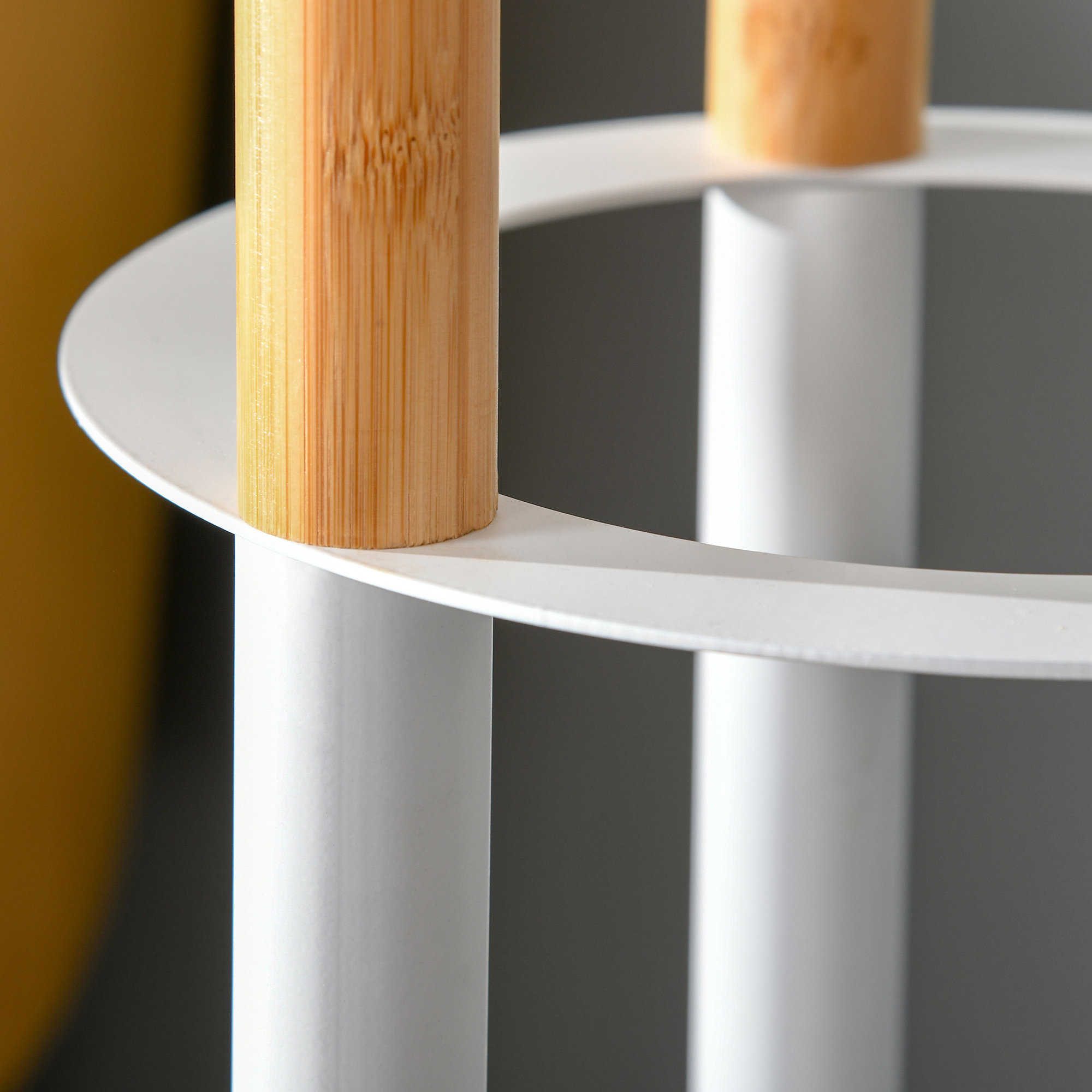 Garderobenständer, Kleiderständer mit 12 Haken und Schirmständer, Garderobe in Baumform, moderner Jackenständer für Kleidung, Hut, Tasche, für Wohnzimmer, Schlafzimmer, Bambus, Natur+Weiß