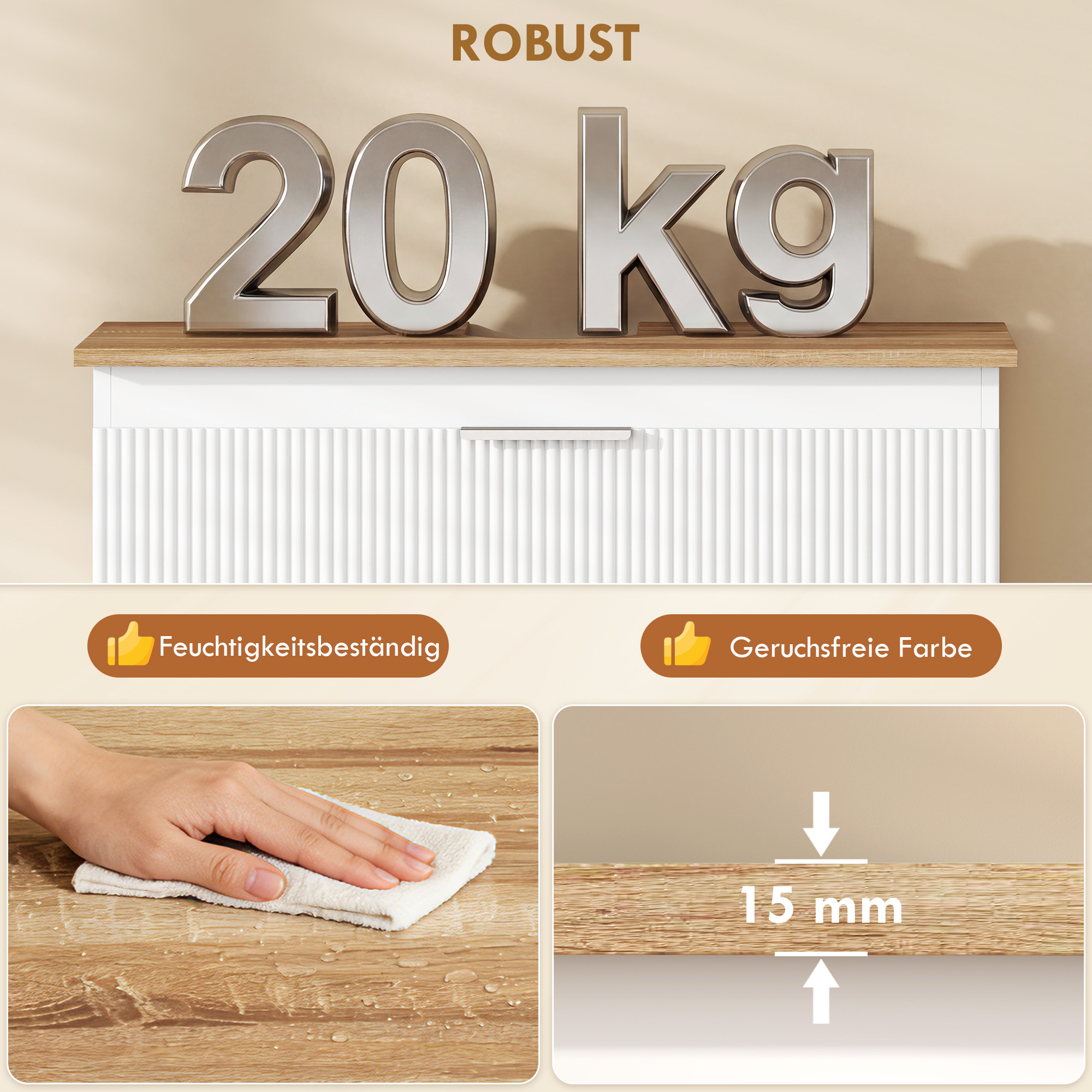 Unterschrank für das Badezimmer, 80 cm Schrank mit zwei großen Schubladen für Waschbecken mit oder ohne Sockel, Weiß
