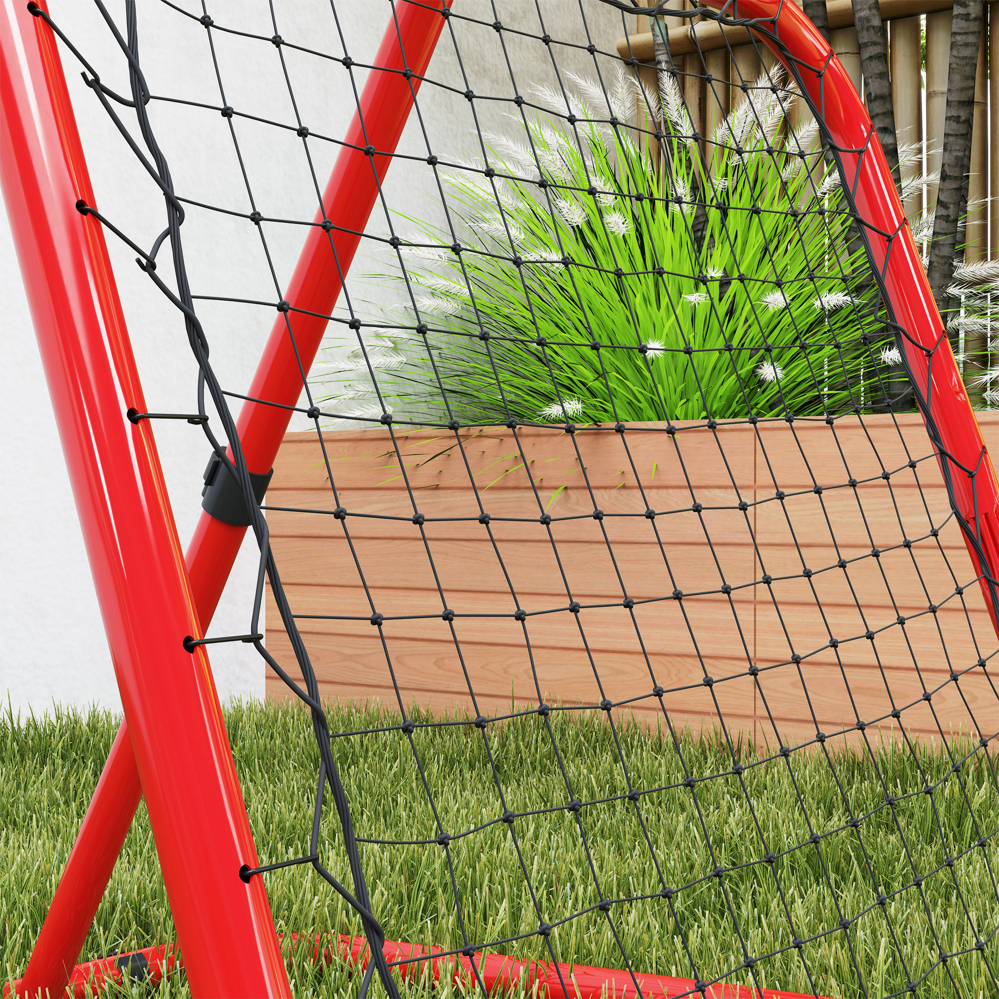 Fußball Rebounder-Netz, klappbar, Rückprallwand, Verstellbar in 5 Stufen, Metall, 78 x 84 x 65-78 cm, Rot