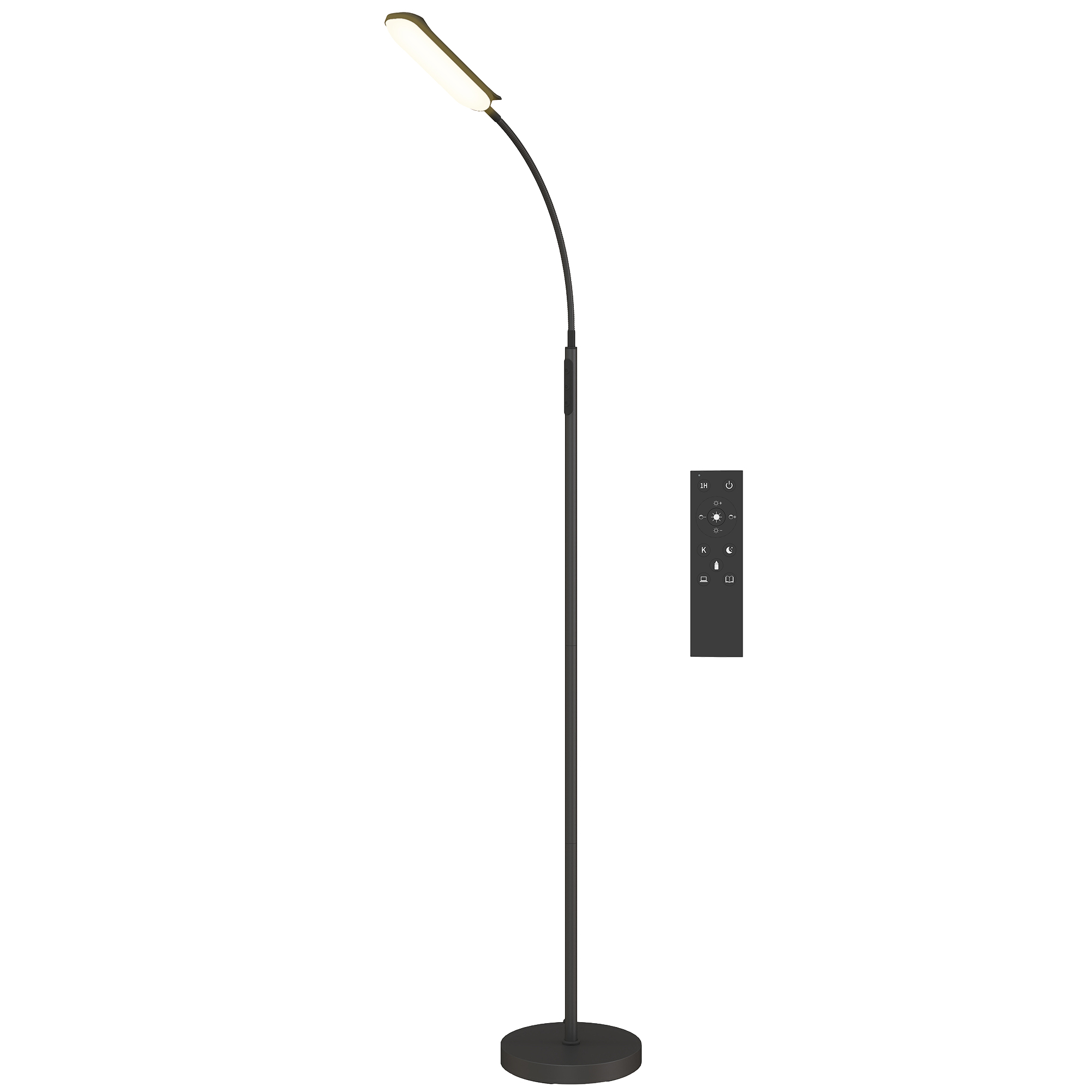 LED-Stehlampe, 5 Modi, Speicherfunktion, verstellbare Helligkeit, Stahl, Schwarz LED-Stehlampe, 5 Modi, Speicherfunktion, verstellbare Helligkeit, Stahl, Schwarz