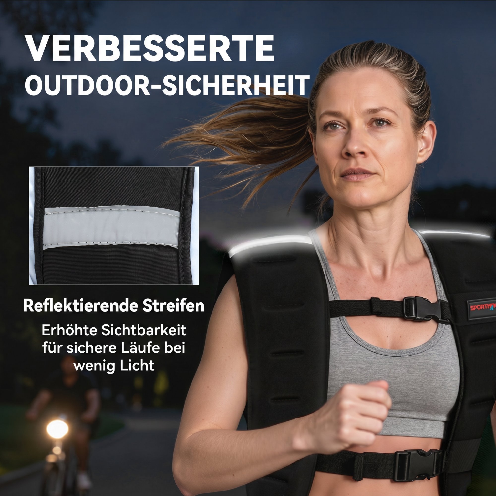 Gewichtsweste 10 KG Trainingsweste mit Reflektierenden Streifen verstellbaren Gurten Laufweste Damen Herren