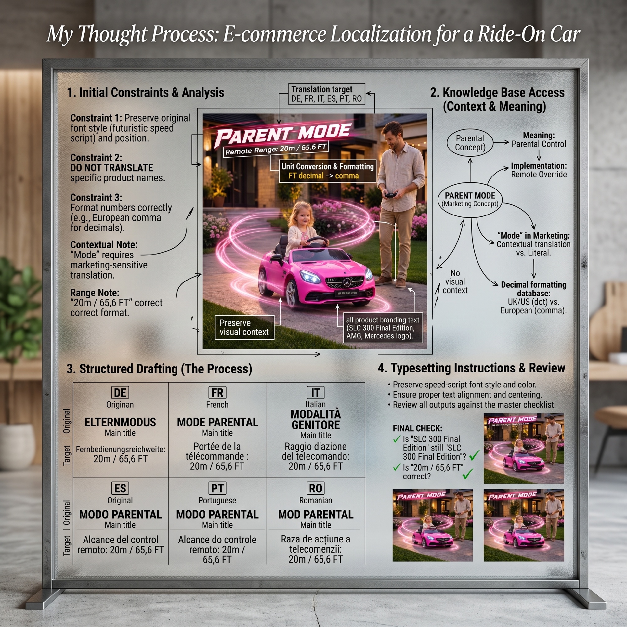 Kinder-Elektroauto, mit LED-Scheinwerfern, Sicherheitsgurt, Hupe, Musik, 3 bis 5 km/h, Rosa, 107 x 62,5 x 44cm