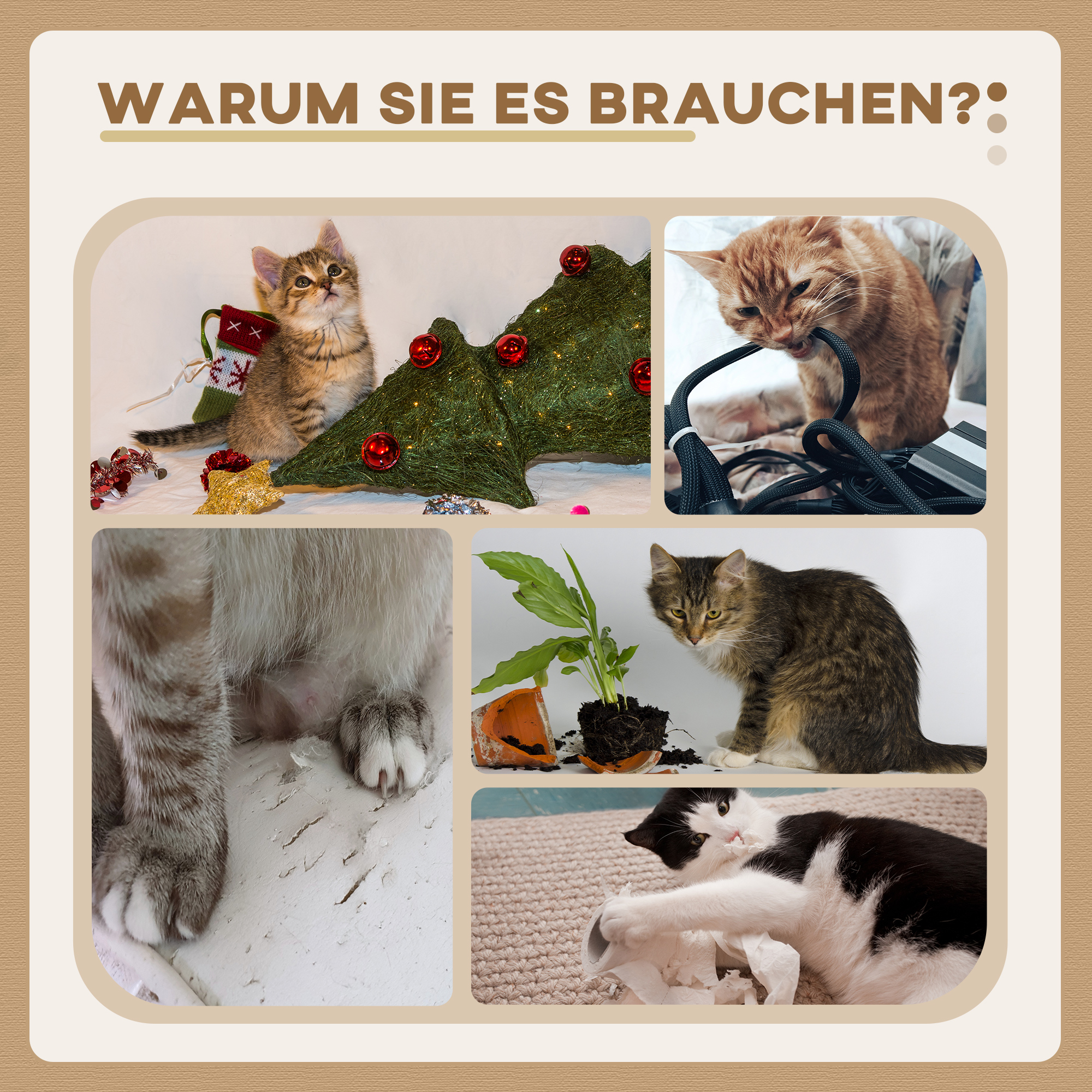 Kratzbaum Katzenbaum, inkl. Spielball, Plüsch, Sisal, 41 cm x 41 cm x 81 cm, Creme + Grau