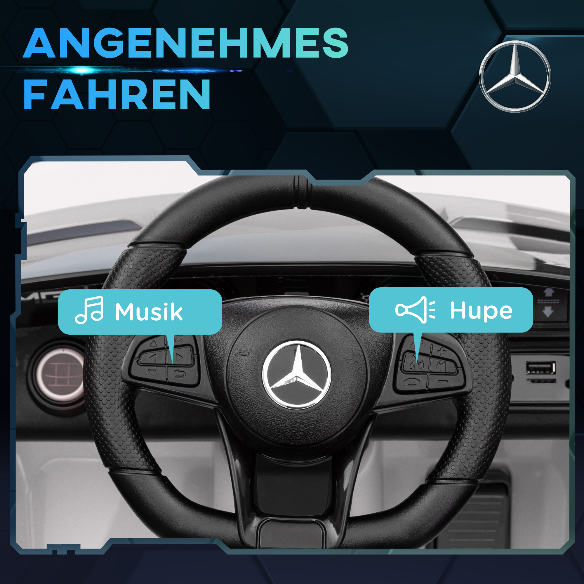 Elektro-Kinderauto, Mercedes, 3-5 km/h, Fernbedienung, Licht & Musik, Weiß