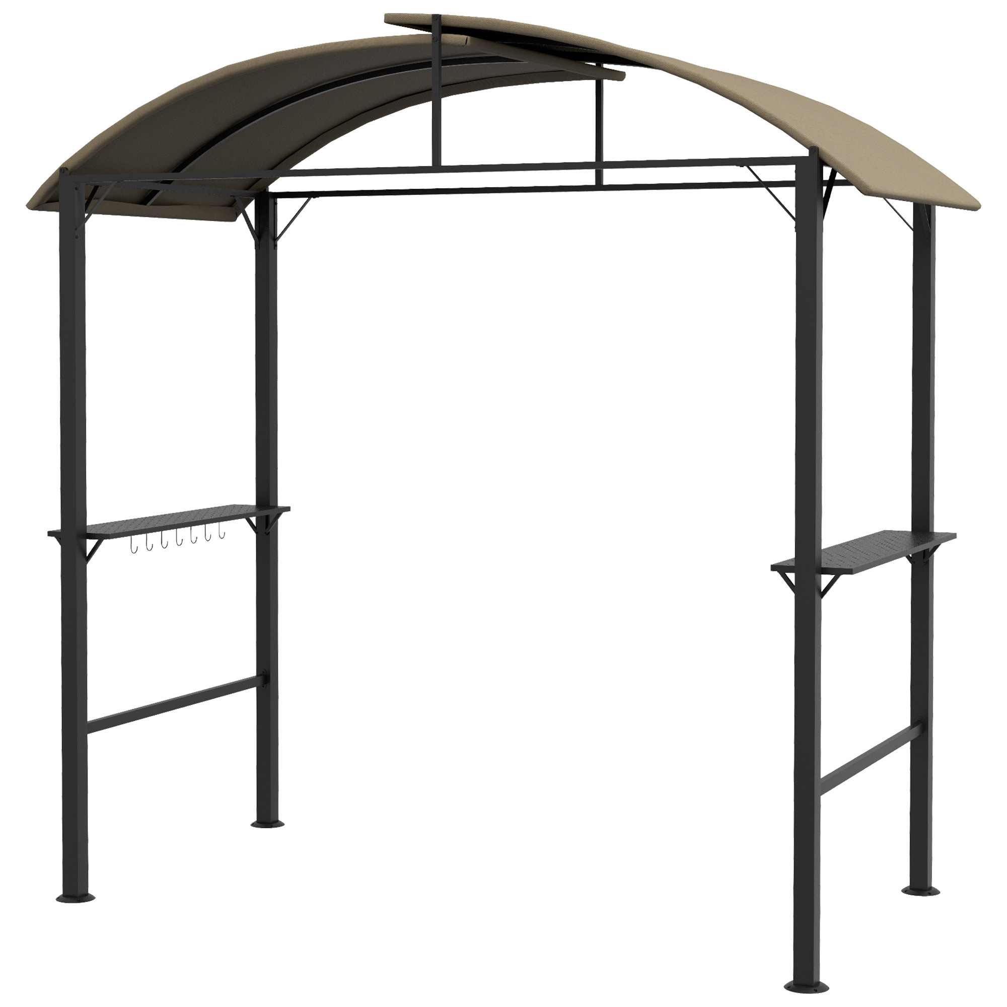 Grillpavillon, 2 Seitenablagen, Haken, Stahlrahmen, 1,1 x 2,3m, Khaki Grillpavillon, 2 Seitenablagen, Haken, Stahlrahmen, 1,1 x 2,3m, Khaki