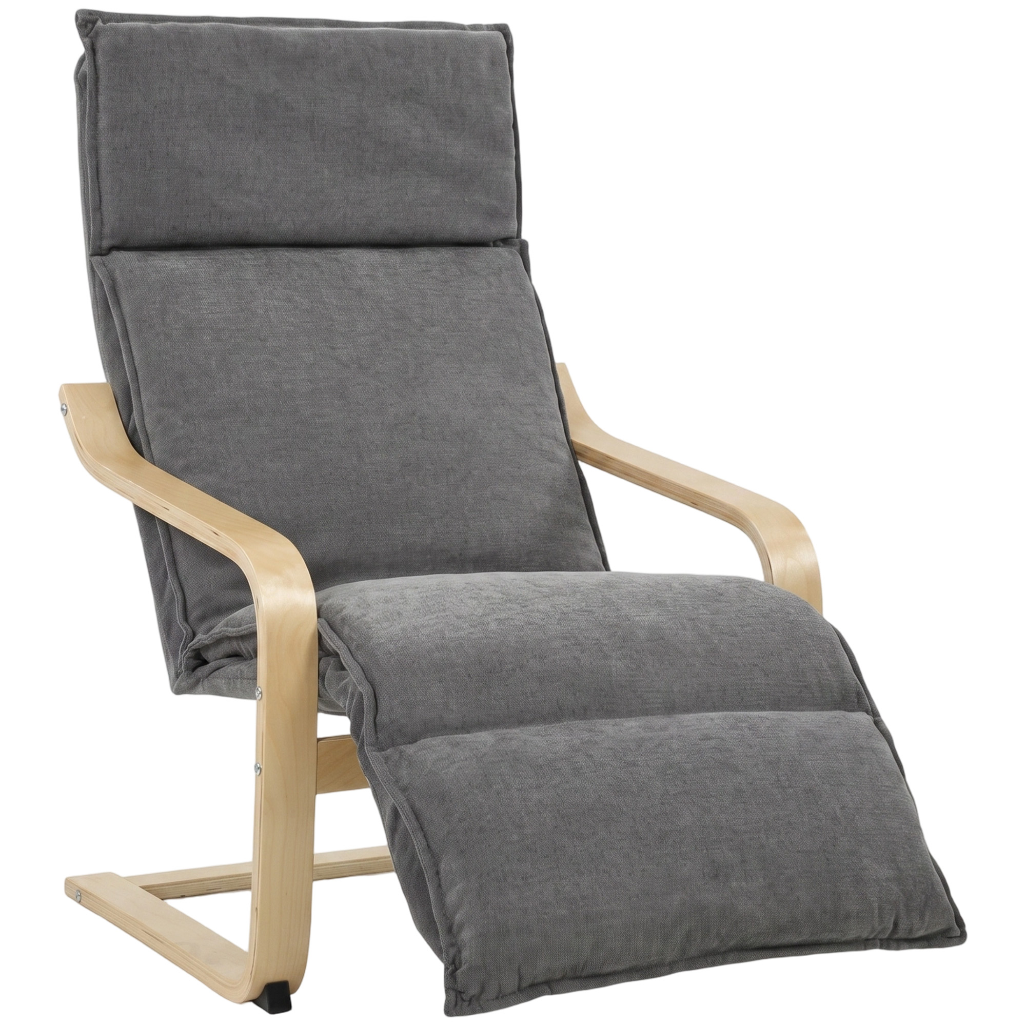Loungesessel Wohnzimmer Sessel mit Fußstütze, Leinenoptik Moderner Schwingsessel mit Schaukelfunktion Dunkelgrau