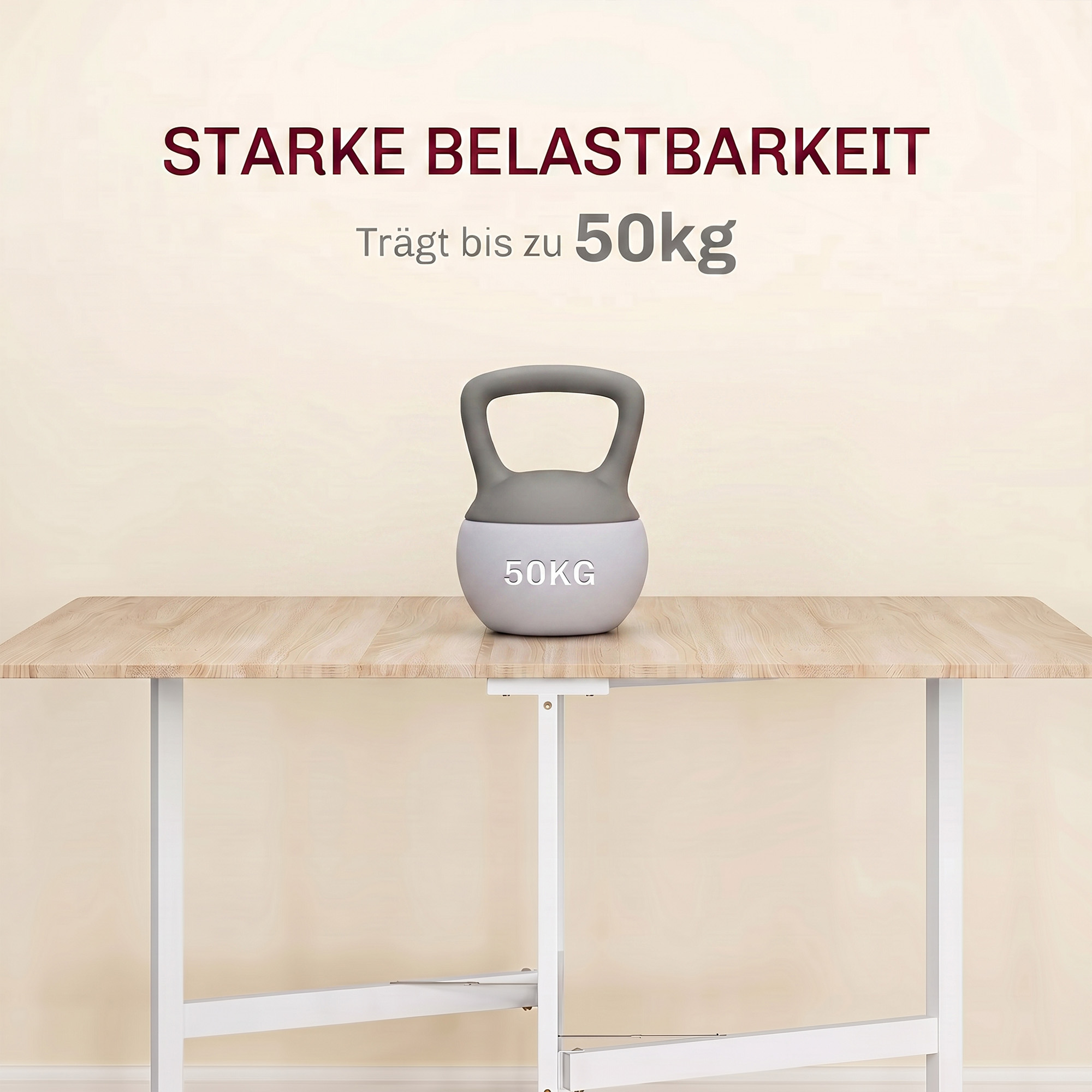 Klappbarer Esstisch, für bis zu 6 Personen geeignet, mit 6 Rollen und Bremsen, für kleine Räume, Eiche