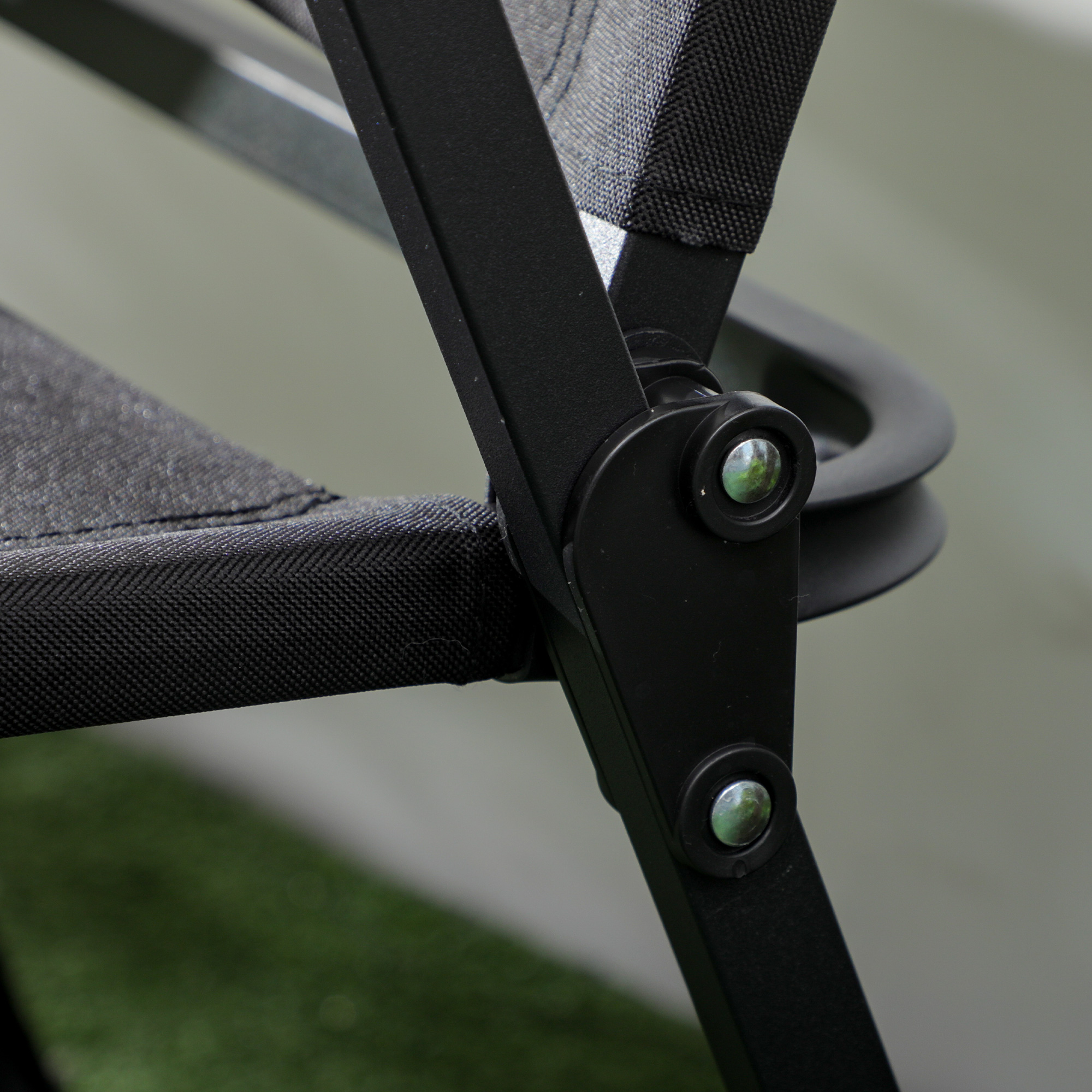 Campingstühle, 2 x Strandstuhl, faltbar, Stahl, Holzoptik, Schwarz