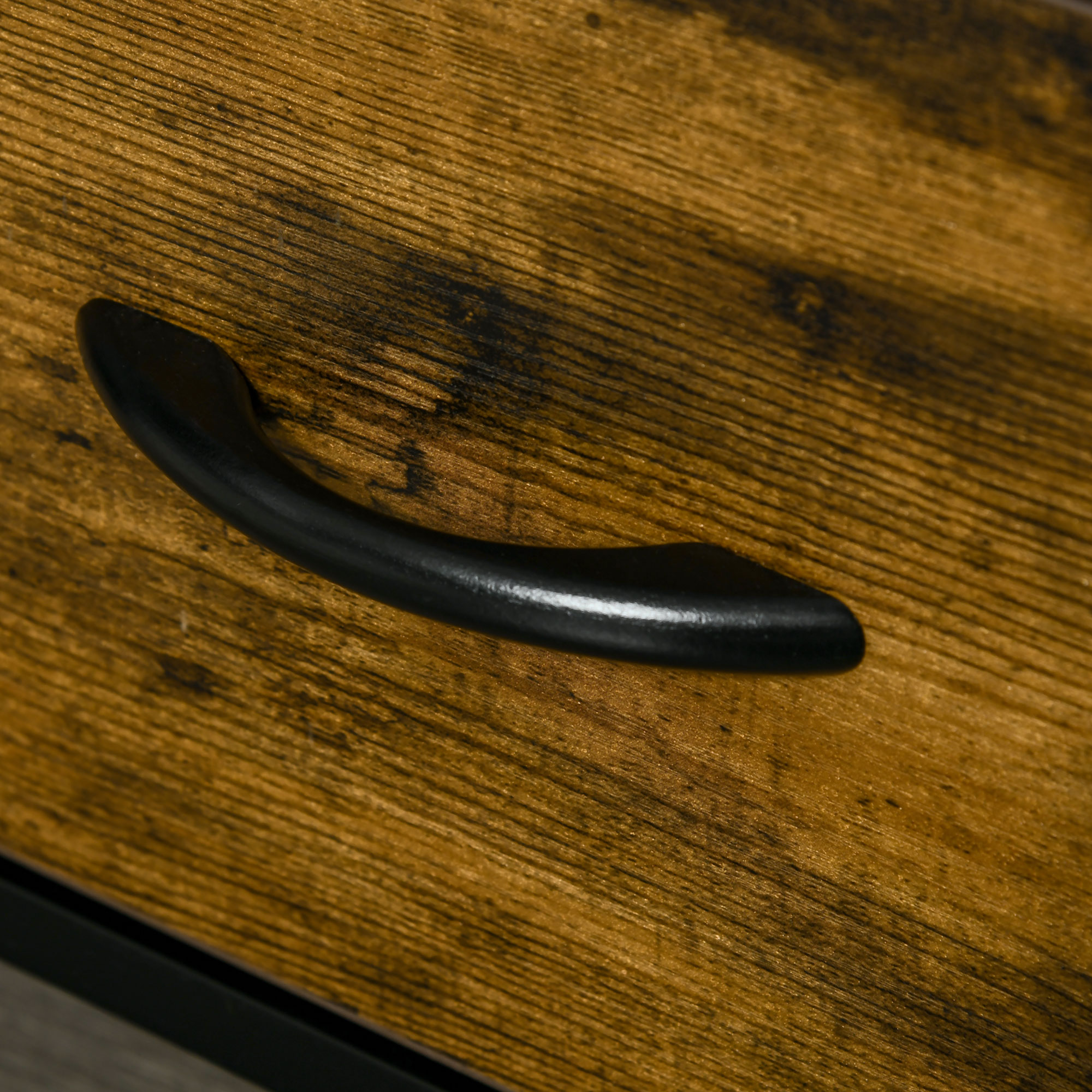 Wohnzimmerschrank, Beistellschrank, Stoffschubladen, MDF, Stahlrahmen, Braun