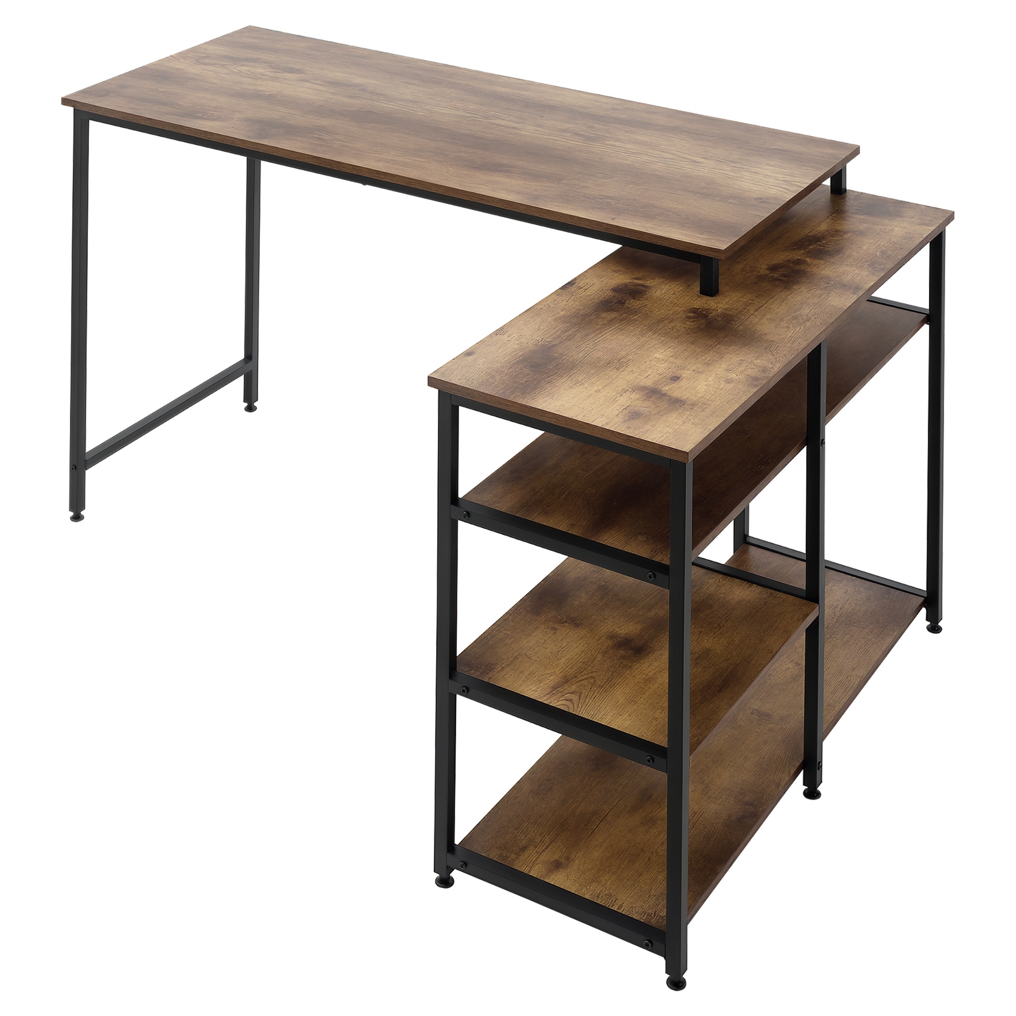 Eckschreibtisch Winkelschreibtisch PC-Tisch Computertisch Bürotisch Regal Schublade L-Form Spanplatte Metall Rustikales Braun 135 x 90 x 79 cm Eckschreibtisch Winkelschreibtisch PC-Tisch Computertisch Bürotisch Regal Schublade L-Form Spanplatte Metall Rustikales Braun 135 x 90 x 79 cm