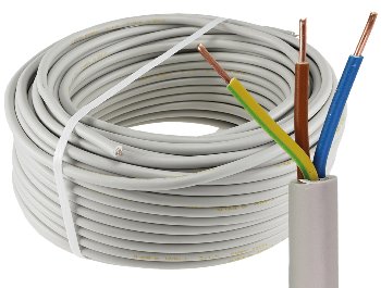 Stromleitung "NYM-J", 50m, isoliert, 3G1,5, grau, Außen-Ø 8,2mm, Ring
