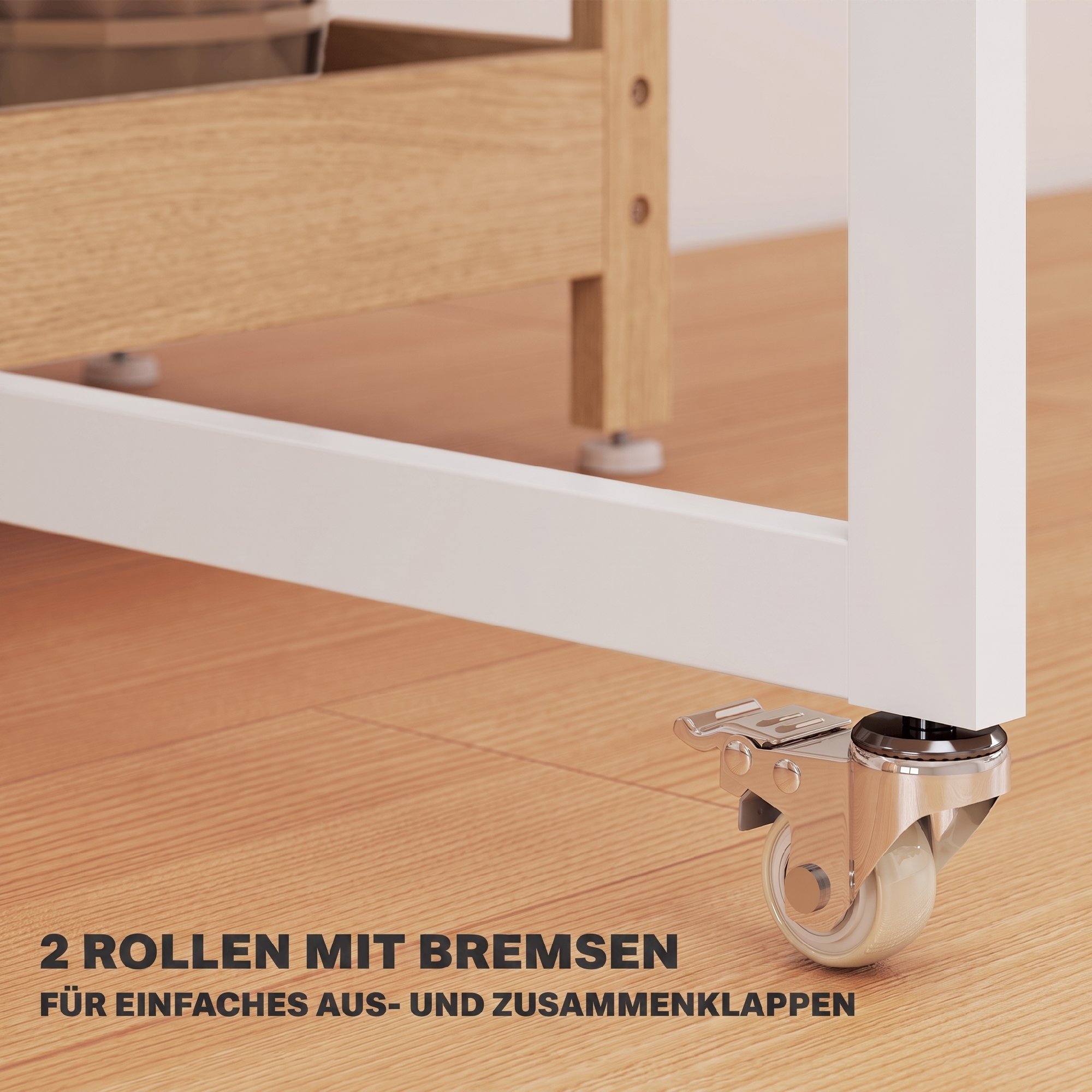 klappbarer Esstisch im Industriedesign, für bis zu 4 Personen, offene Regale, flexibel, Metall, Spanplatte, Holzoptik Natur