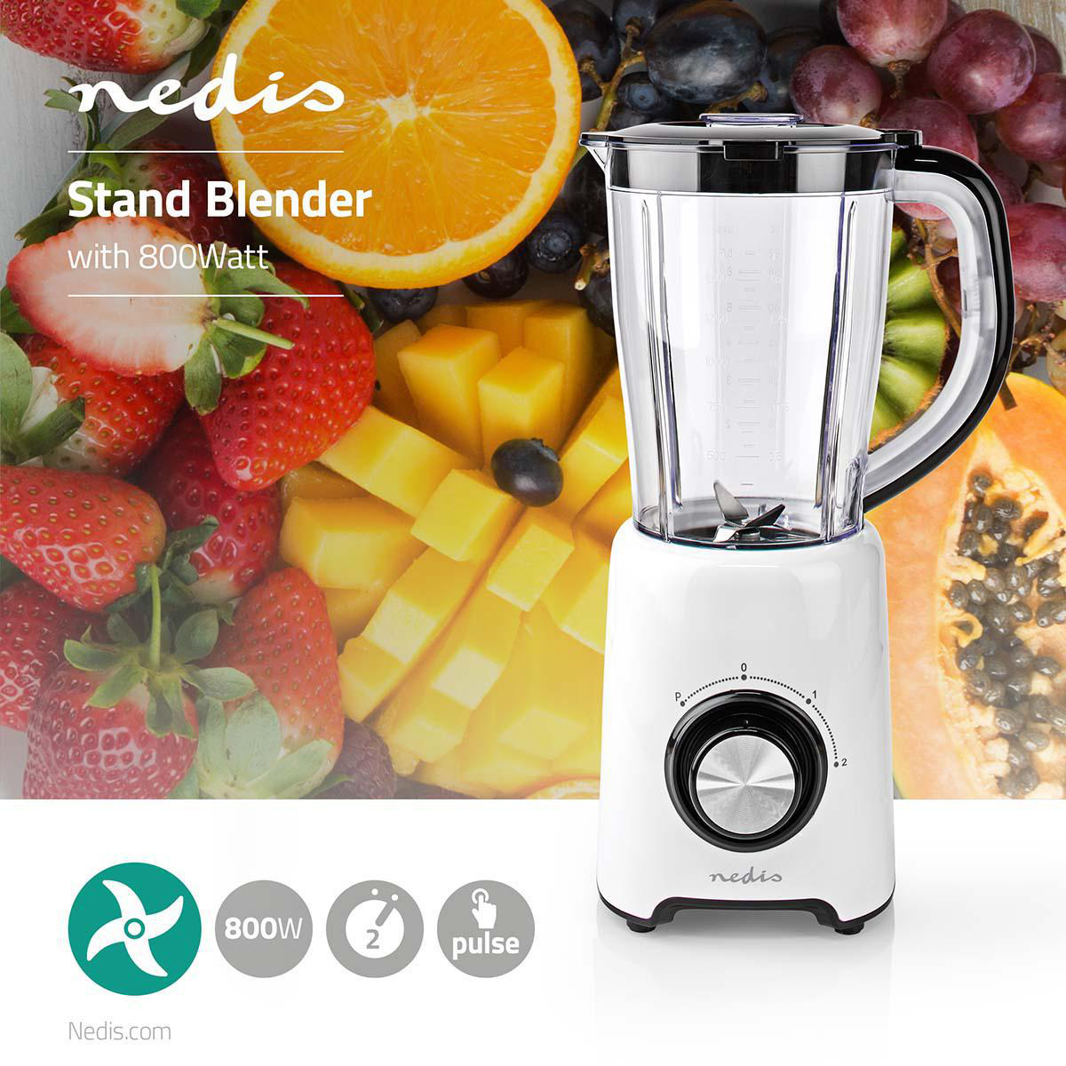 Standmixer | 800 W | 1.5 l | Plastik | 2 Geschindigkeitsstufen | Weiss