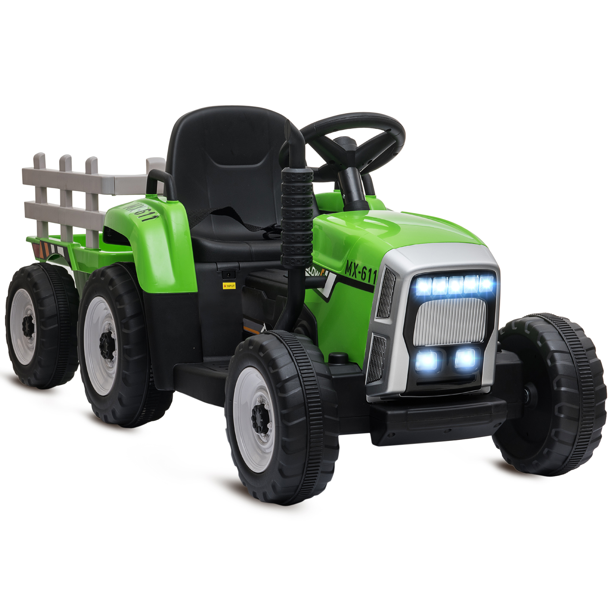 Elektrischen Kinderauto, Kinder-Traktor, inkl. Eltern-Fernbedienung, max. Geschwindigkeit von 6 km/h;, Grün + Schwarz