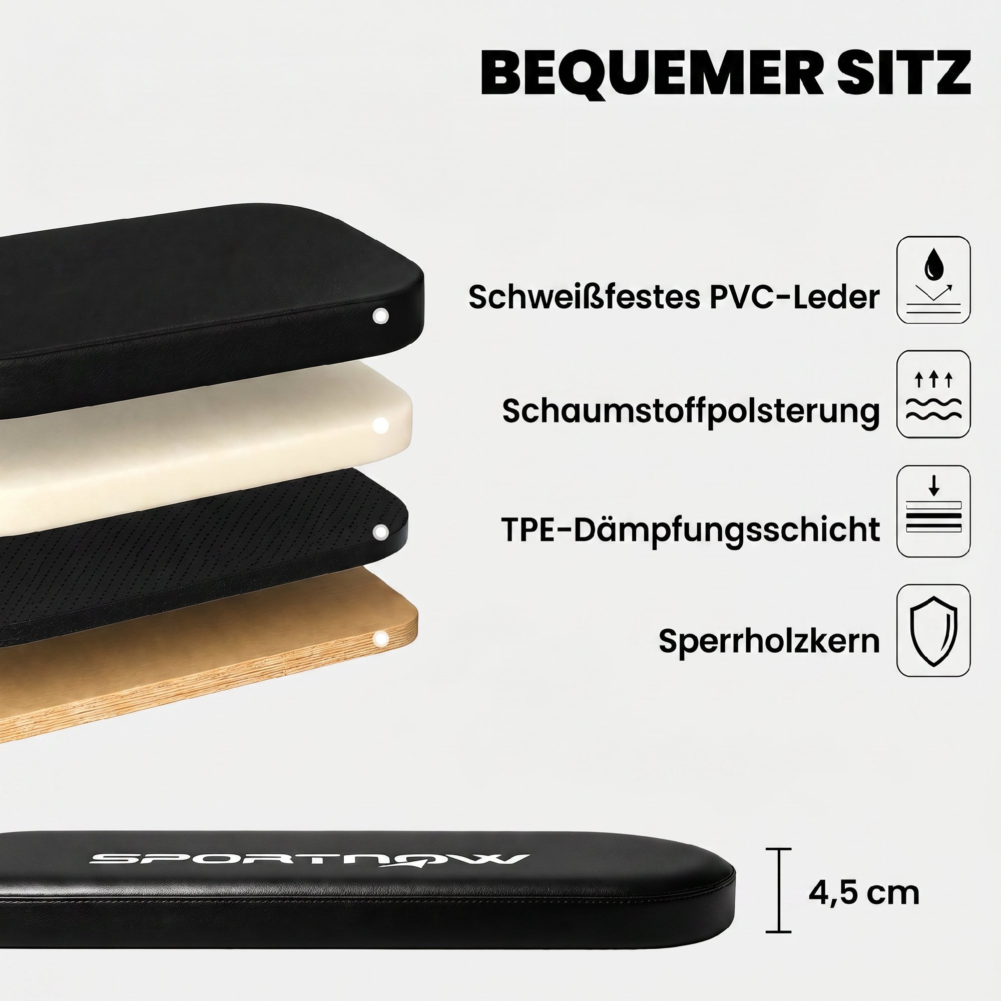Hantelbank klappbar Trainingsbank mit Beinstrecker 3-Fach Rückenlehne, 3 Widerstandsstufe 300 kg Last